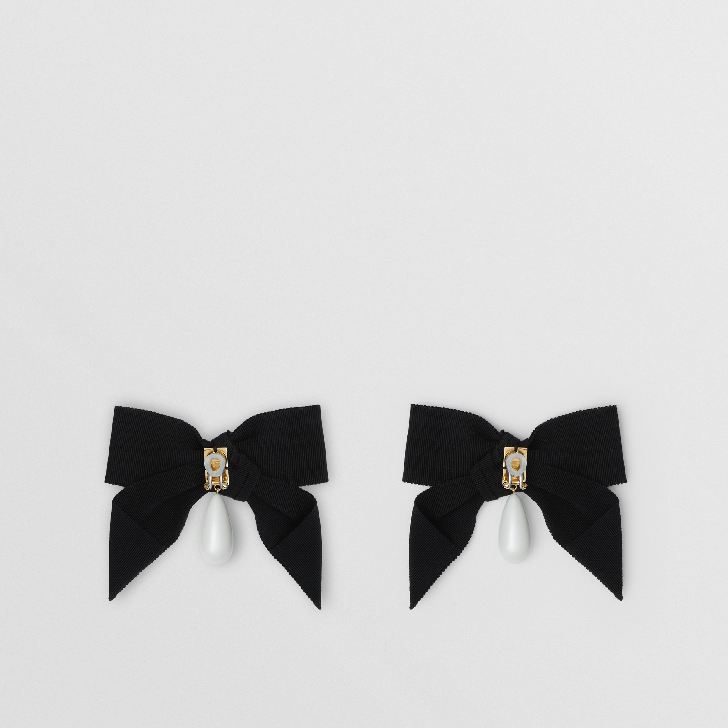 Resin Pearl Detail Oversized Bow Earrings in Black - Women | Burberry® Official - 4