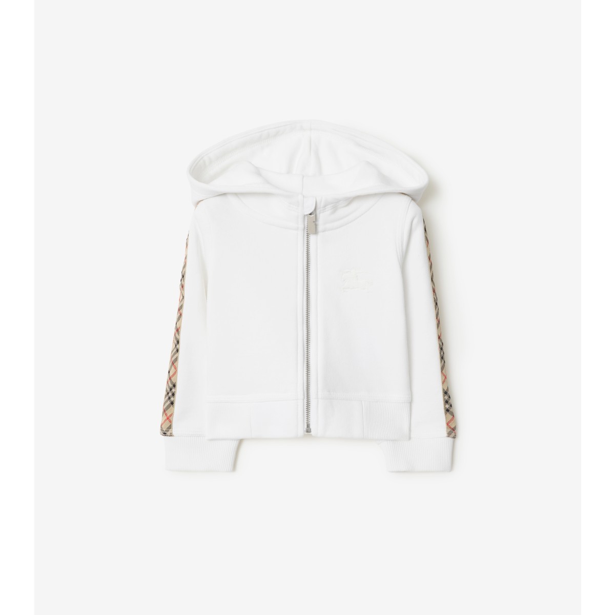 Burberry Childrens Check Trim Cotton Zip Hoodie