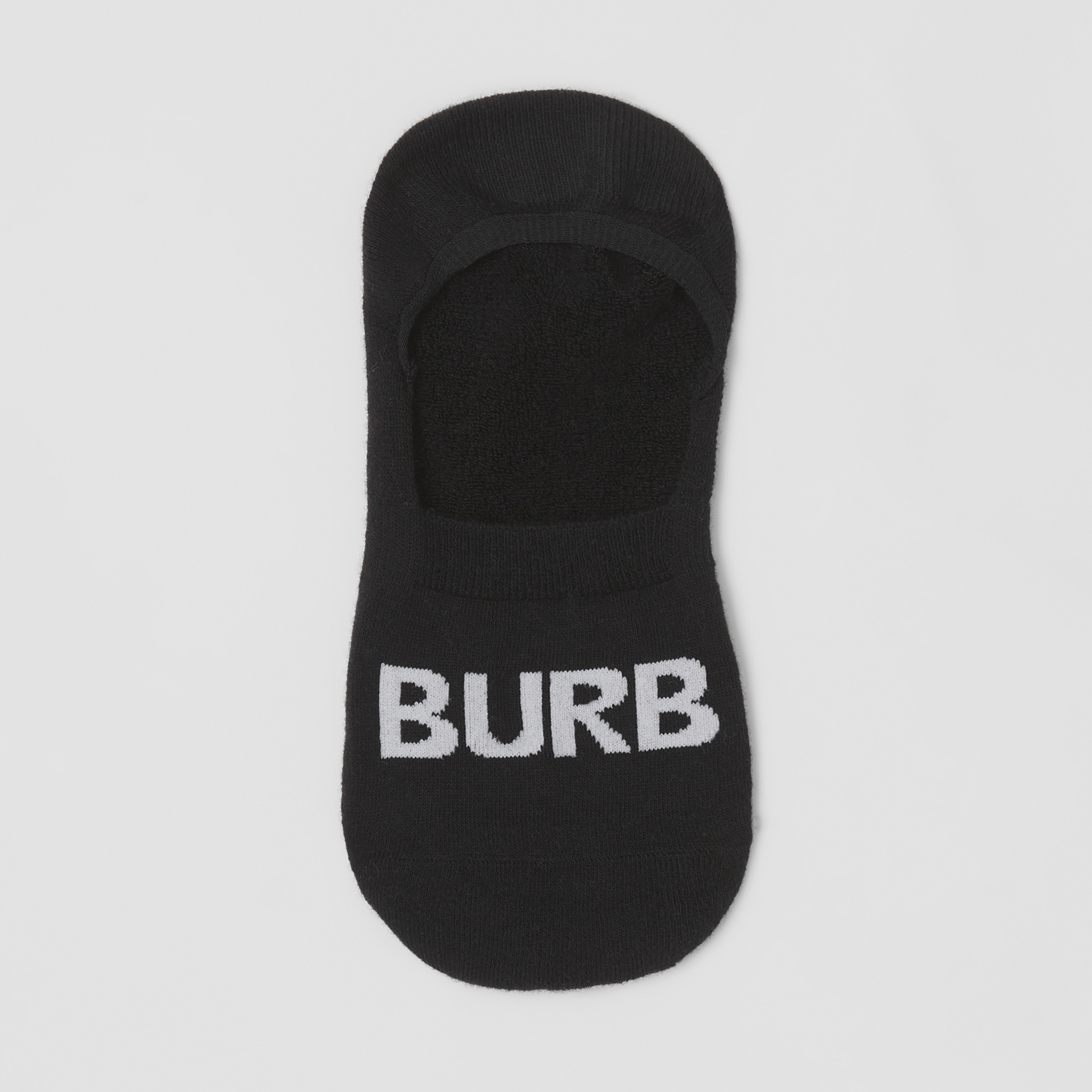 Logo Intarsia Cotton Blend Sneaker Socks in Black | Burberry® Official - 1