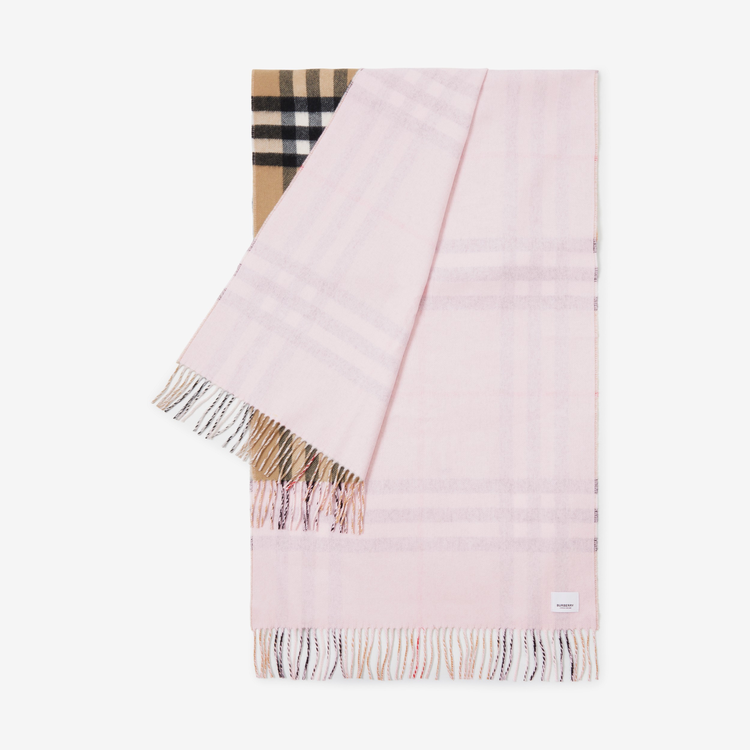Check Cashmere Reversible Scarf in Frosted Pink | Burberry® Official - 3