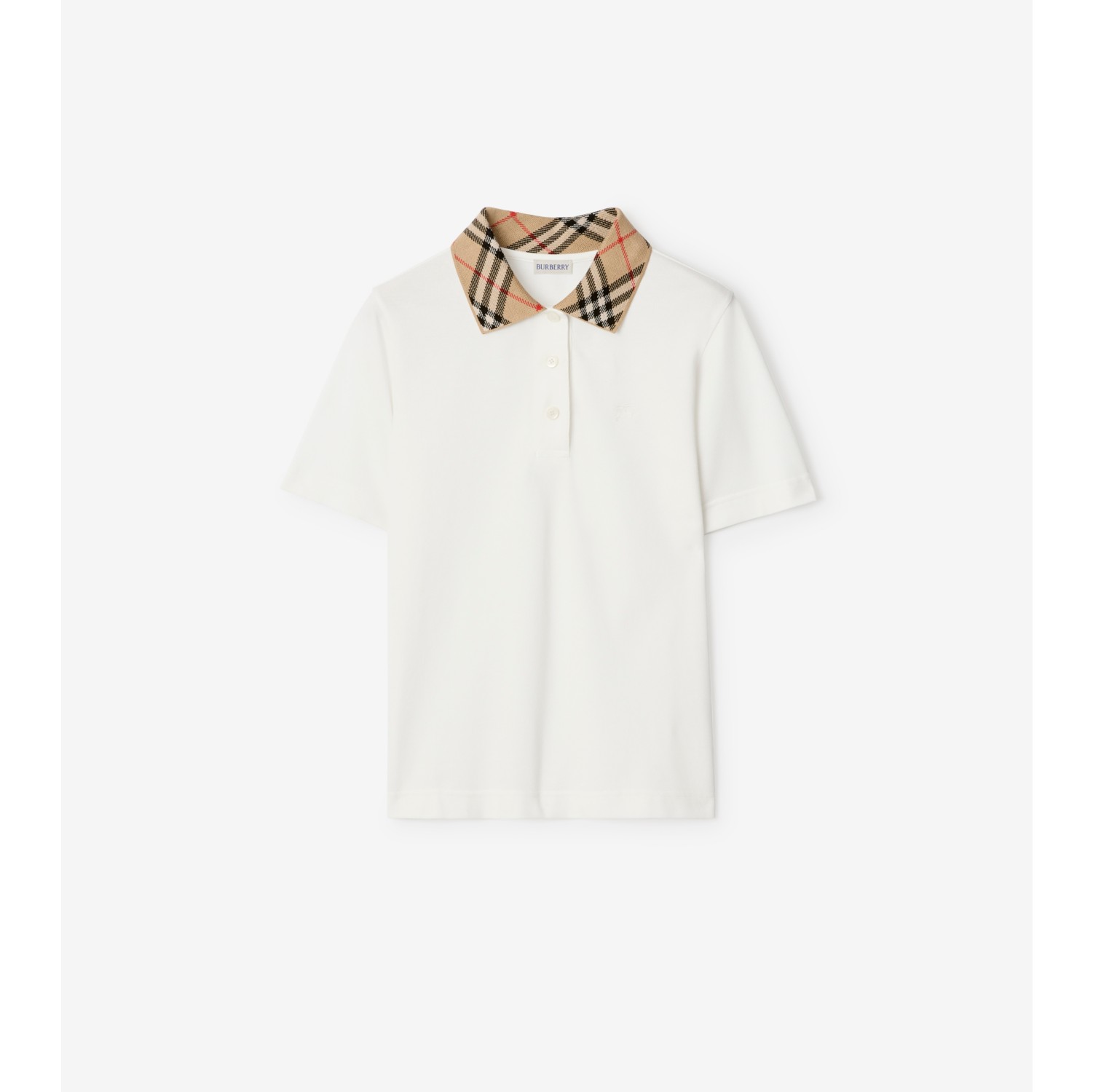 Check Collar Cotton Polo Shirt