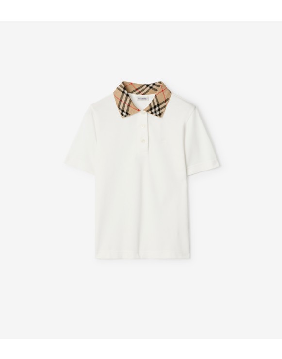Check Collar Cotton Polo Shirt