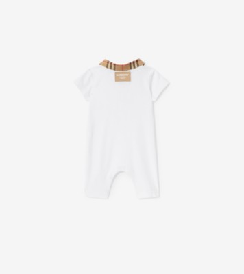 Burberry Kids check-trim cotton shorties set - White