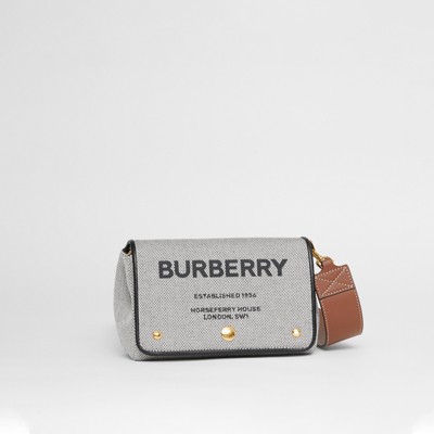Small Horseferry Print Cotton Canvas Crossbody Bag in Black/tan | Burberry®  Official