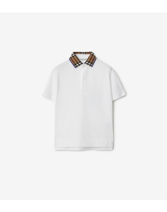 Check Collar Cotton Polo Shirt