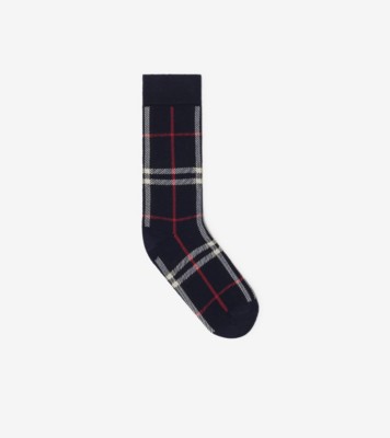 Check Cotton Nylon Blend Socks in Ink blue | Burberry® Official