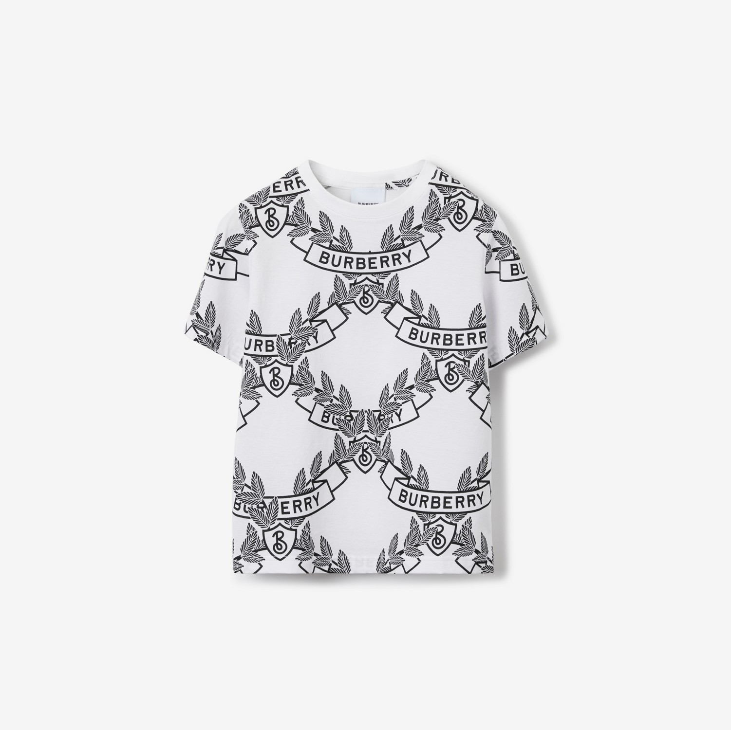 오크 리프 크레스트 코튼 티셔츠 (화이트/블랙) | Burberry®