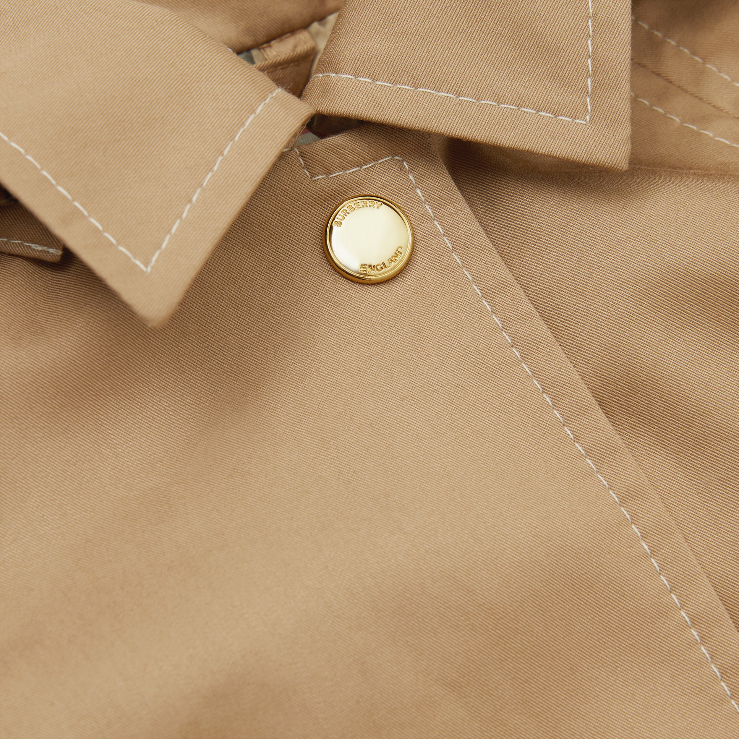 Detachable Hood Cotton Twill Car Coat in Archive Beige - Children | Burberry® Official - 2