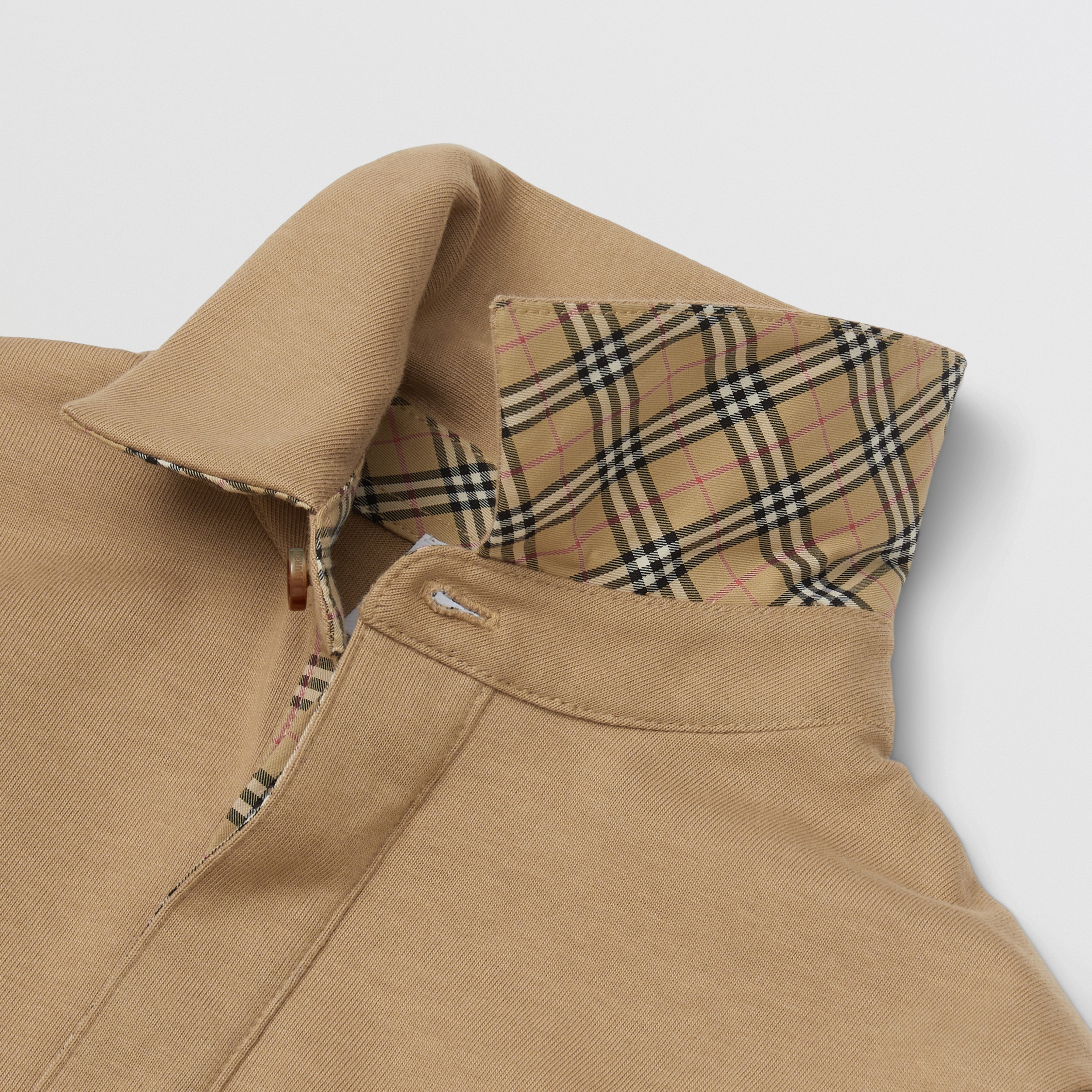 Long-sleeve Check Panel Cotton Polo Shirt in Archive Beige | Burberry® Official - 2