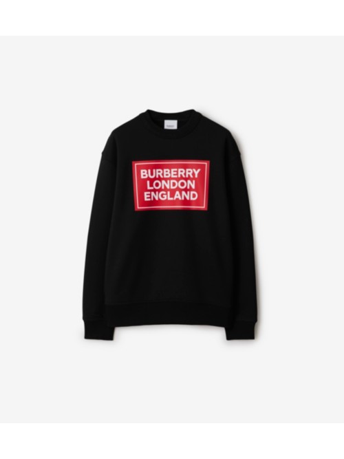 Burberry Logo Cotton Blend Sweatshirt In Black