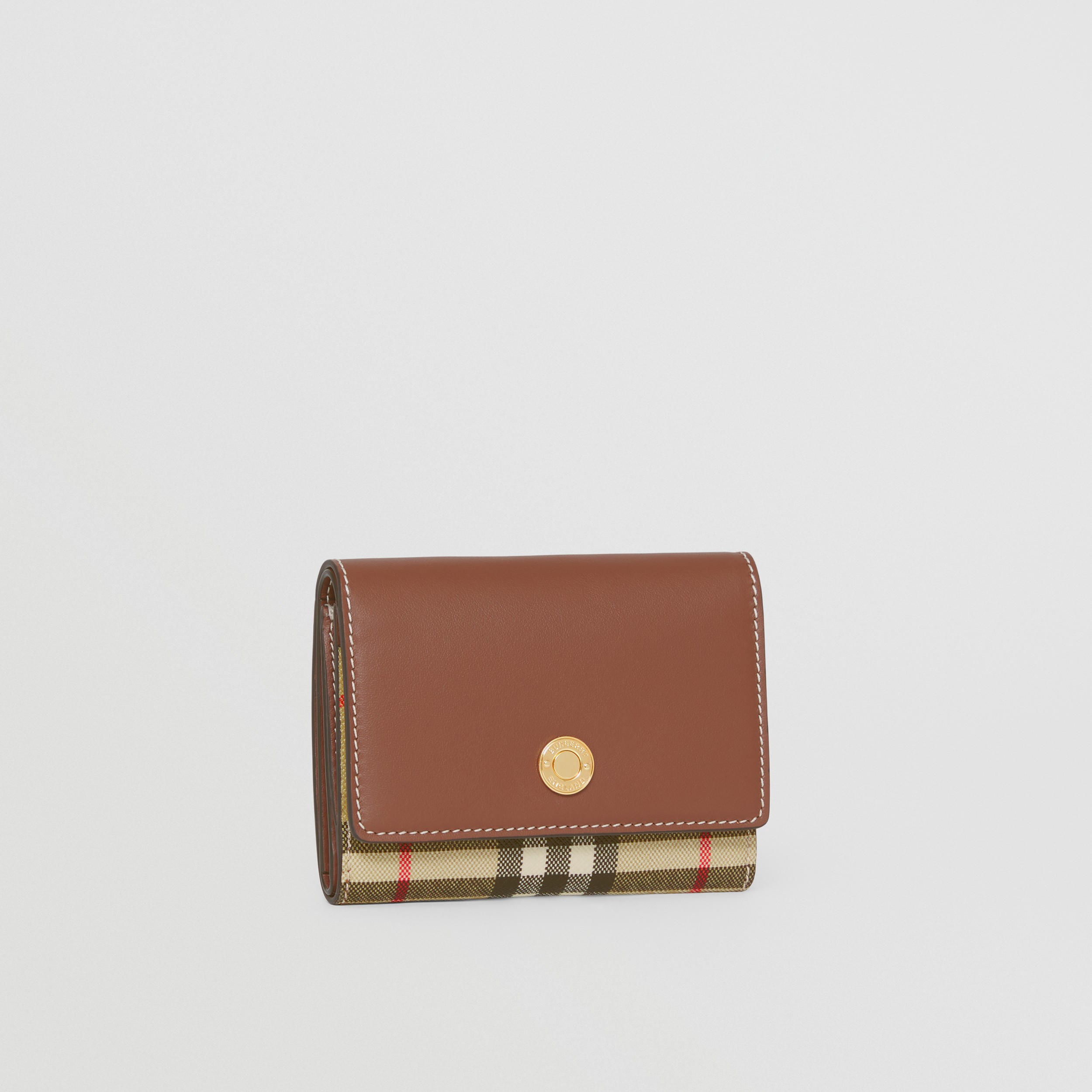 Small Check E-canvas and Leather Folding Wallet in Tan - Women | Burberry® Official - 4