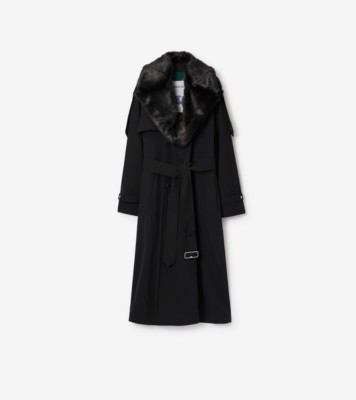 Long Kennington Trench Coat in Black - Women, Cotton Gabardine 