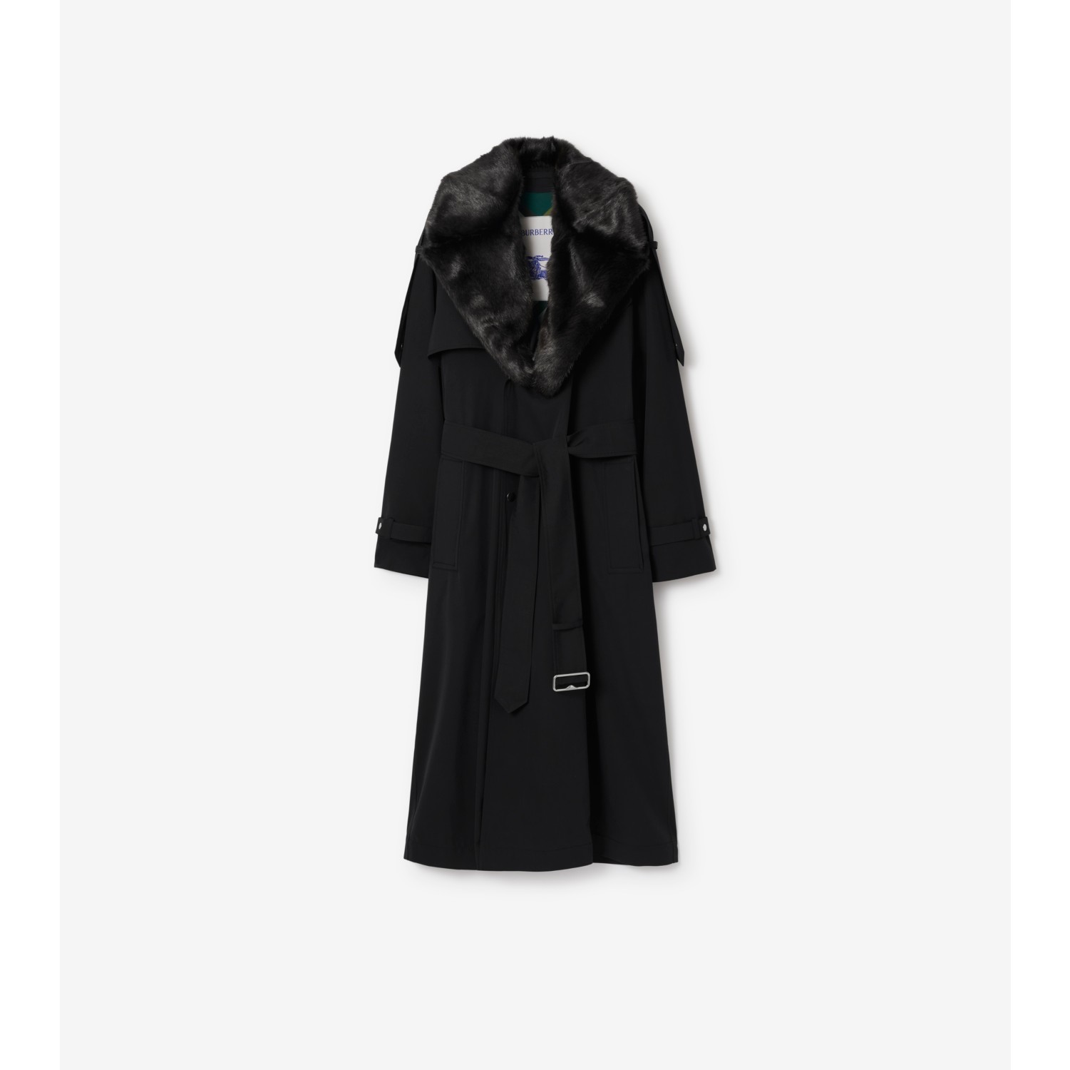 Long Kennington Trench Coat in Black - Women, Cotton Gabardine 