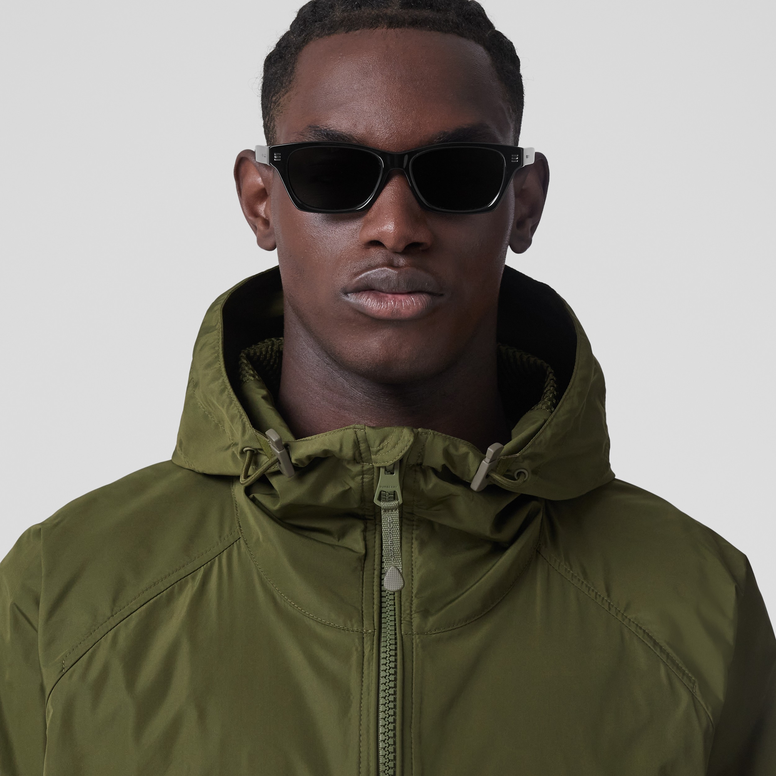 Logo Detail Packaway Nylon Hooded Jacket in Olive - Men | Burberry® Official - 2