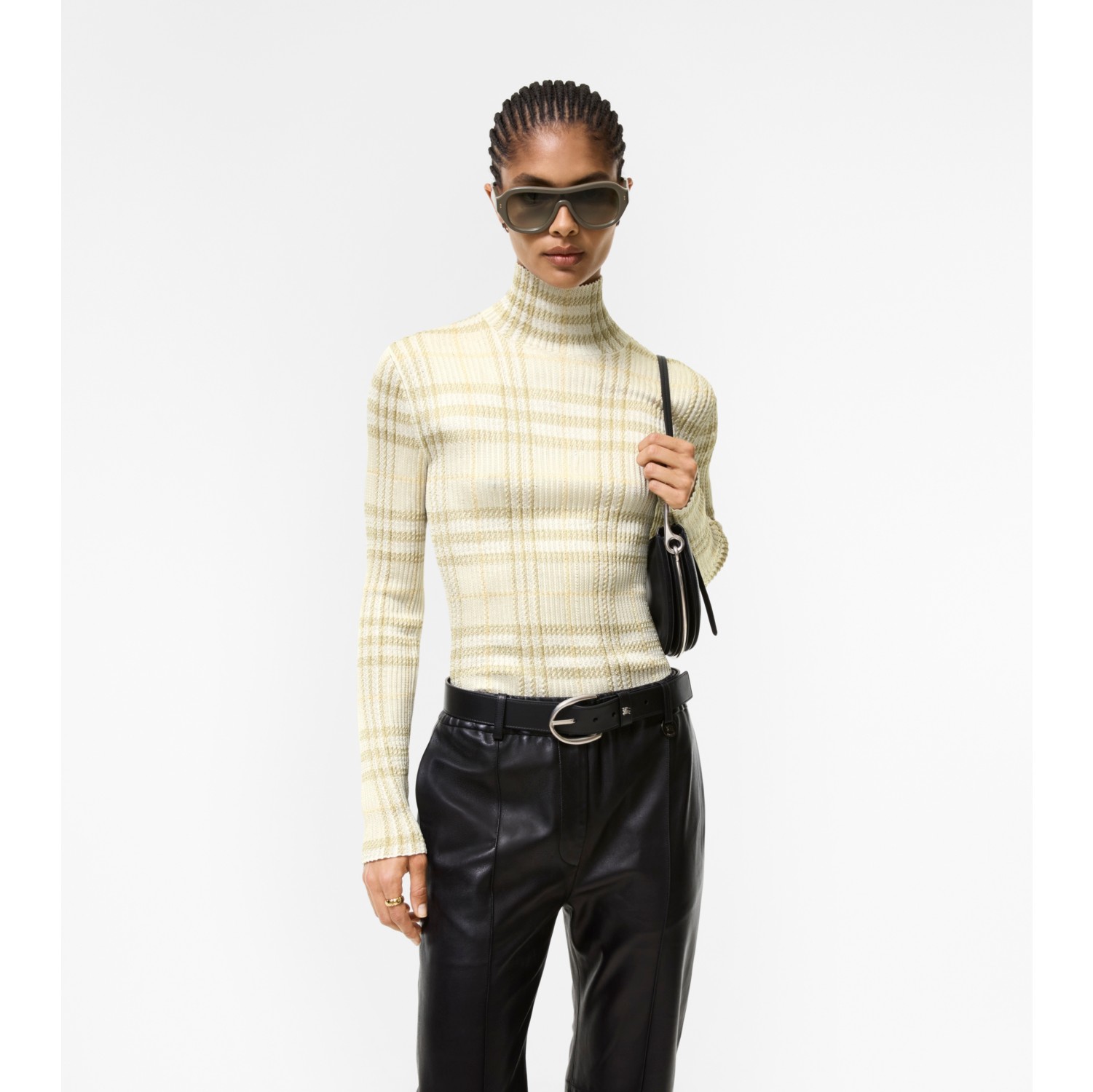 Check Viscose Turtleneck Sweater