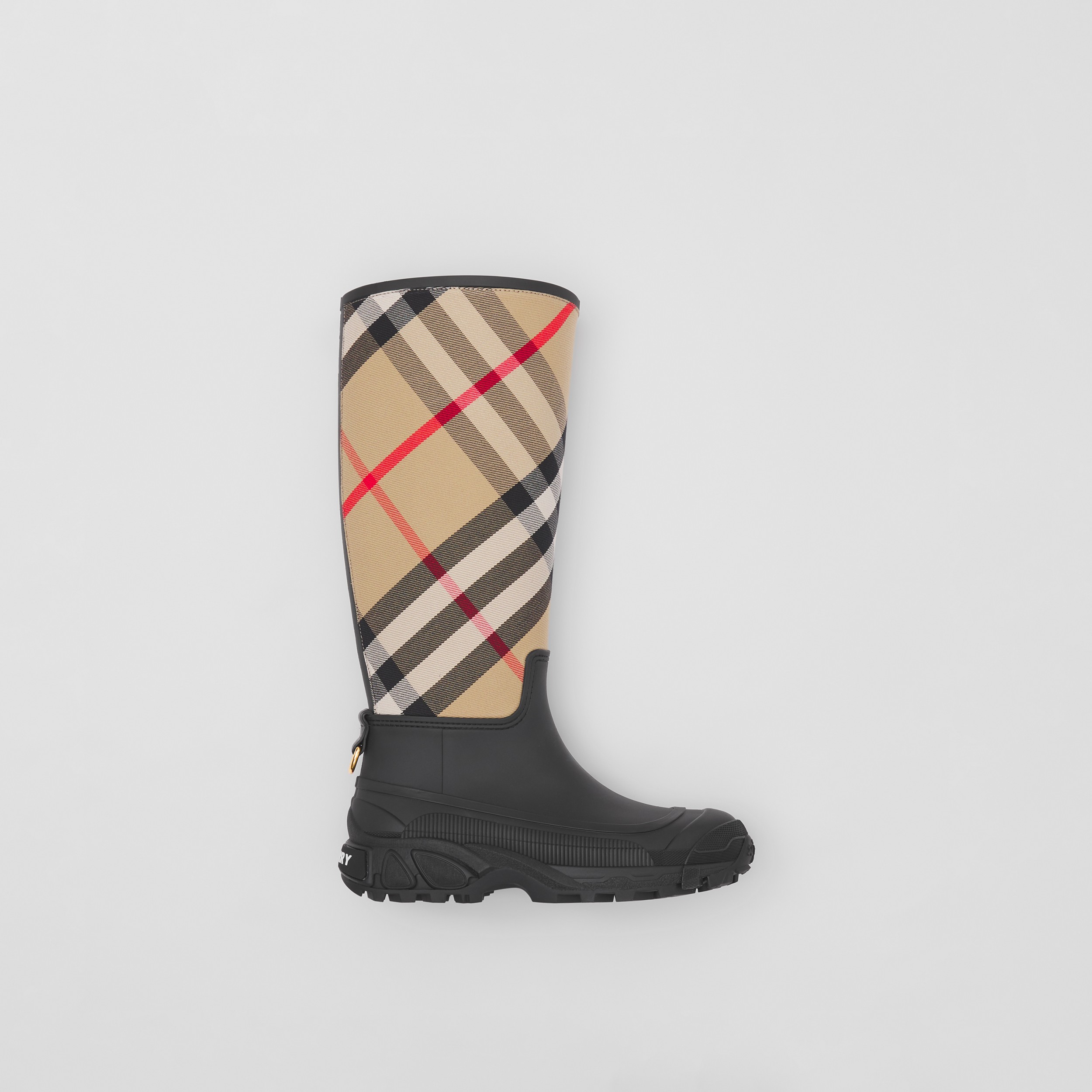 Bio-based Sole House Check Panel Rain Boots in Black/archive Beige - Women | Burberry® Official - 1