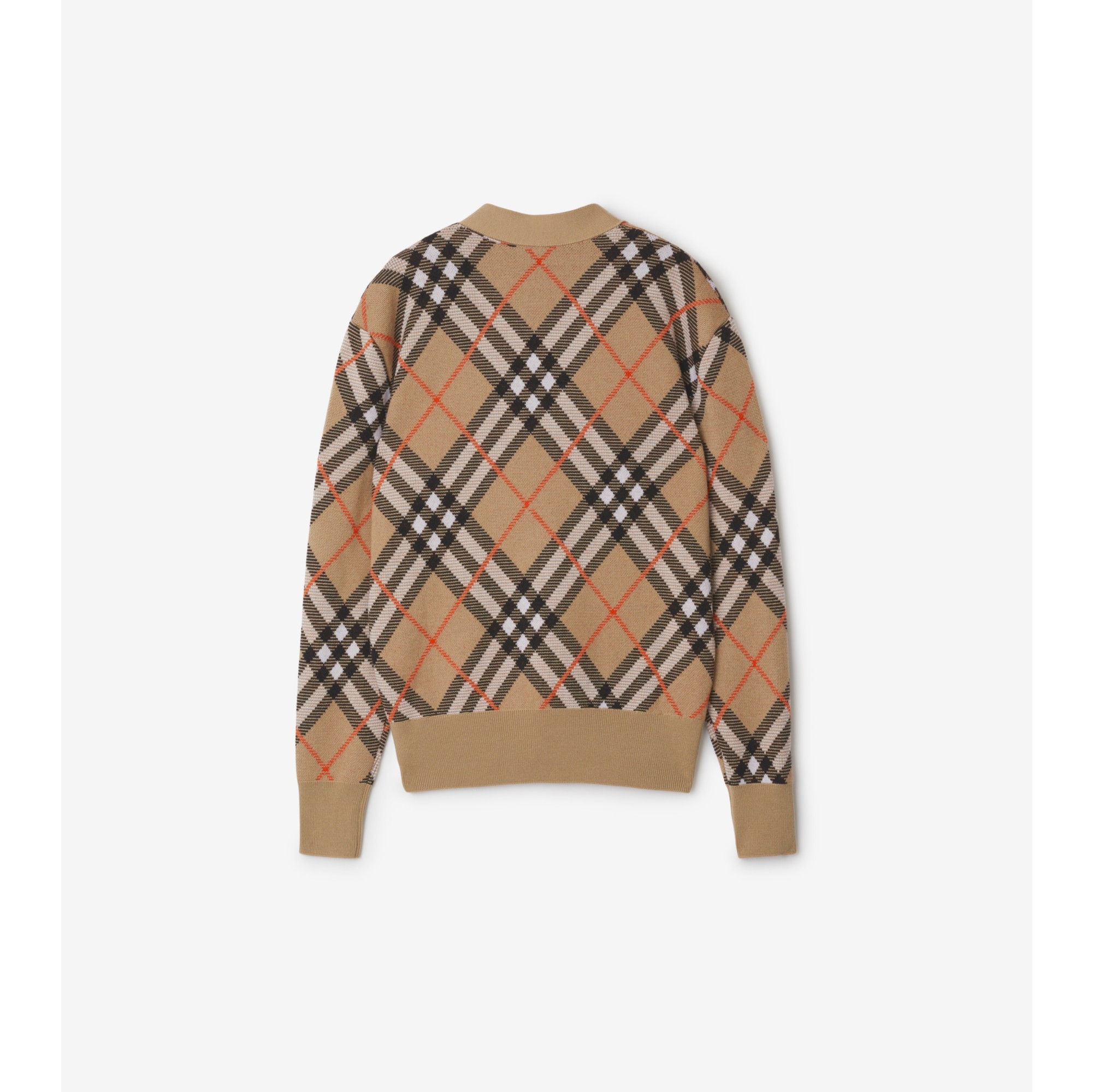 美品 BURBERRY 22SS センター ロゴ 薄手 ウール セーター S Check Wool Mohair Blend Cardigan in Sand beige - Women | Burberry