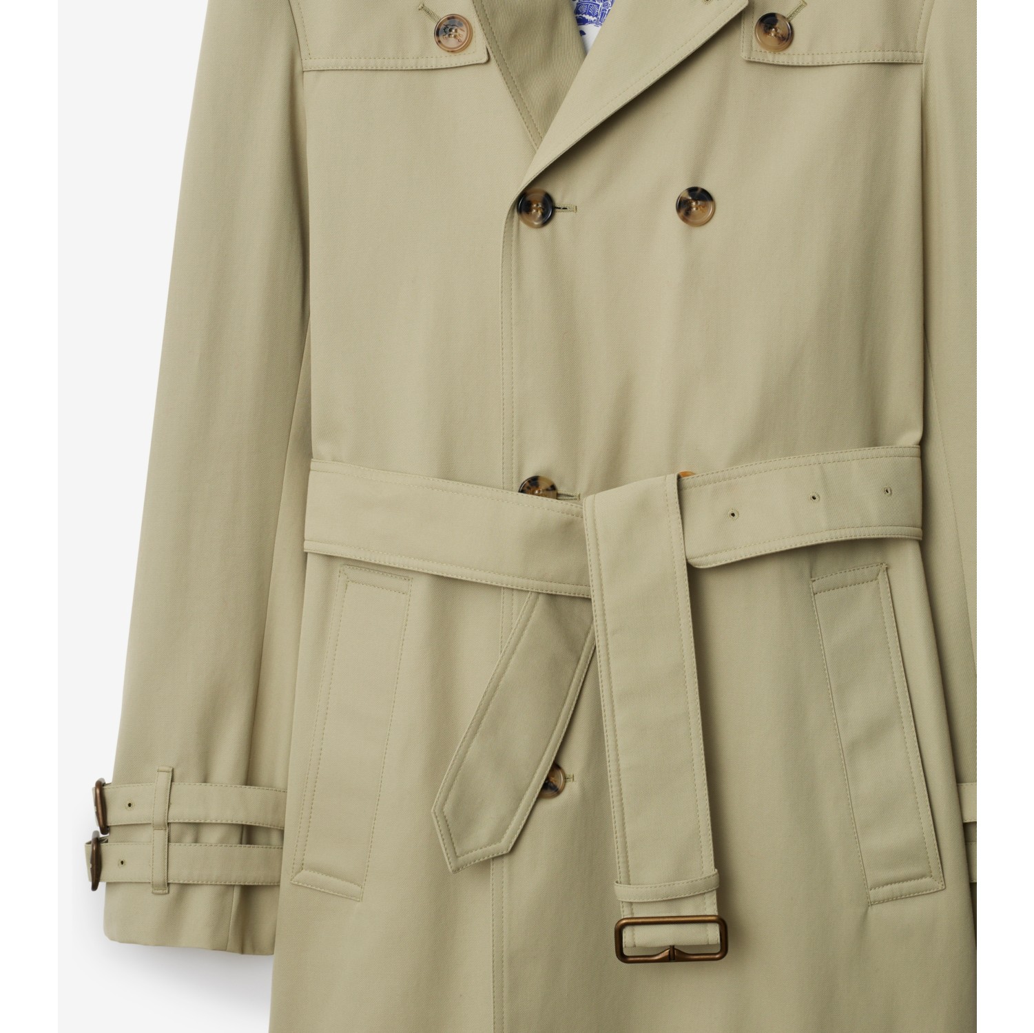 Trench coat mídi de gabardine