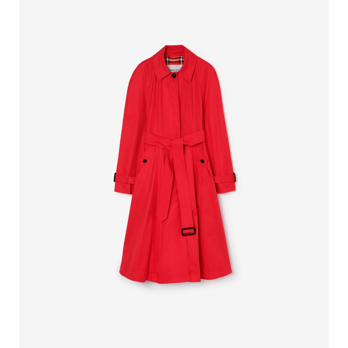  Check Long Gabardine Ellingham Fit-and-flare Car Coat