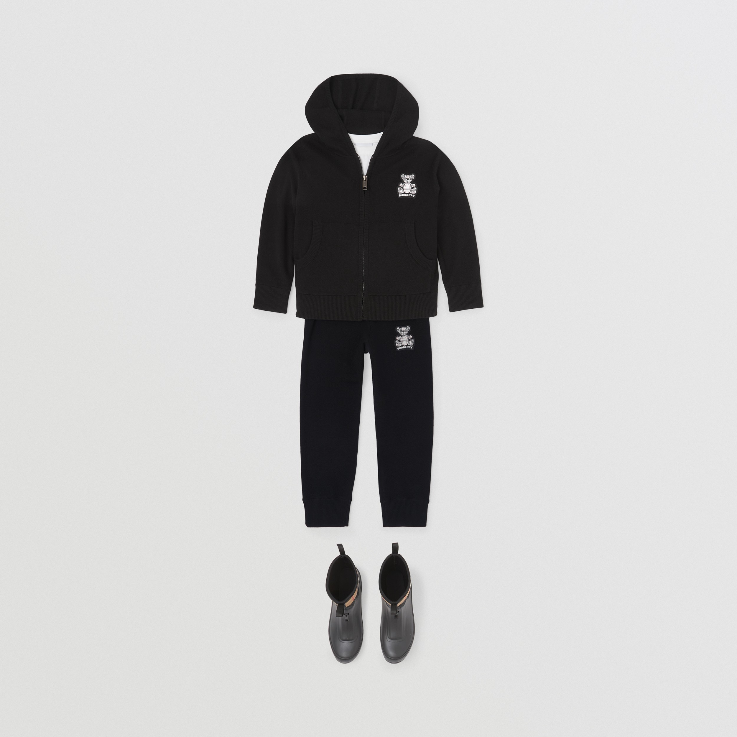 Thomas Bear Appliqué Cashmere Jogging Pants in Black | Burberry® Official - 3