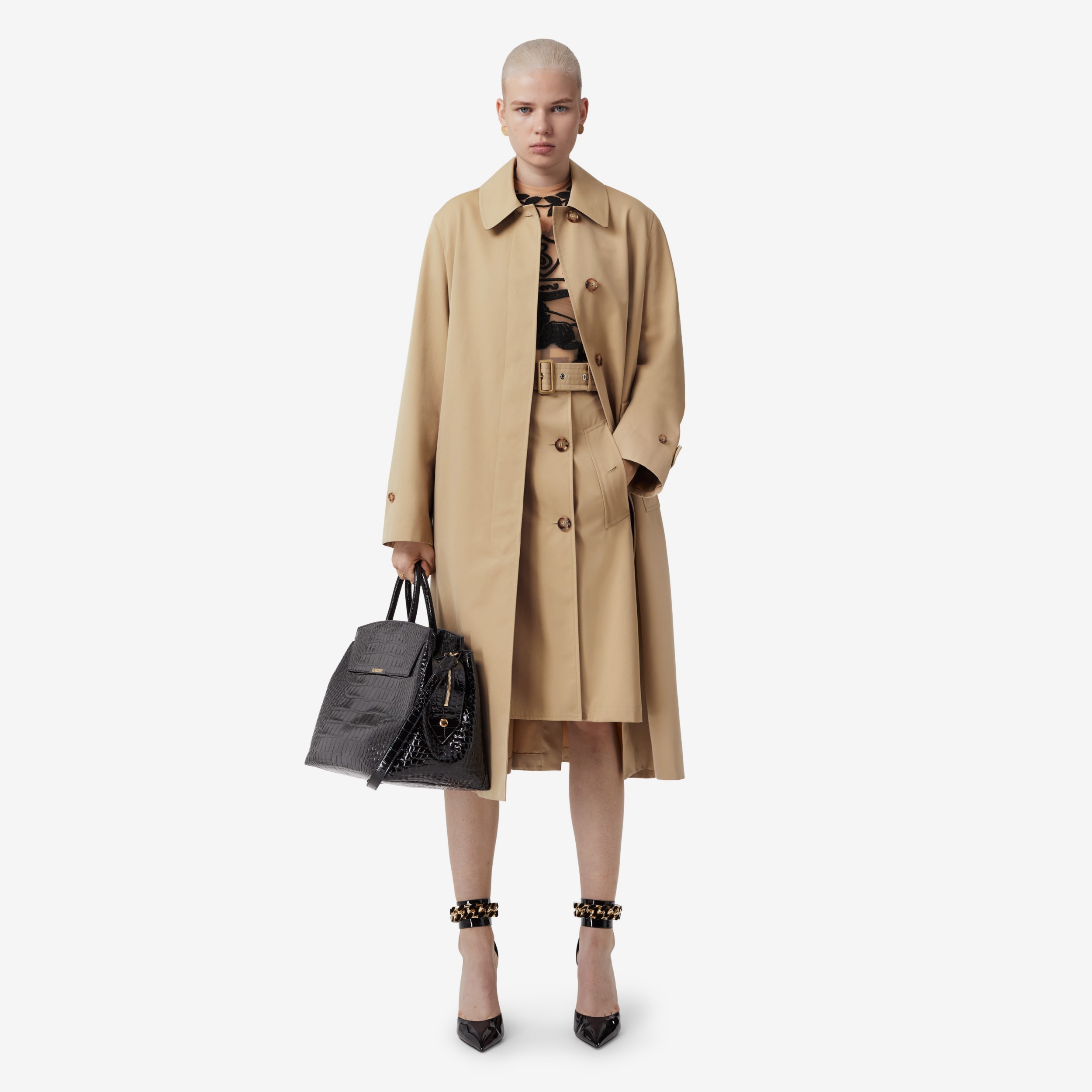 Gathered Panel Tropical Gabardine Oversized Car Coat in Honey - Women |  Burberry® Official