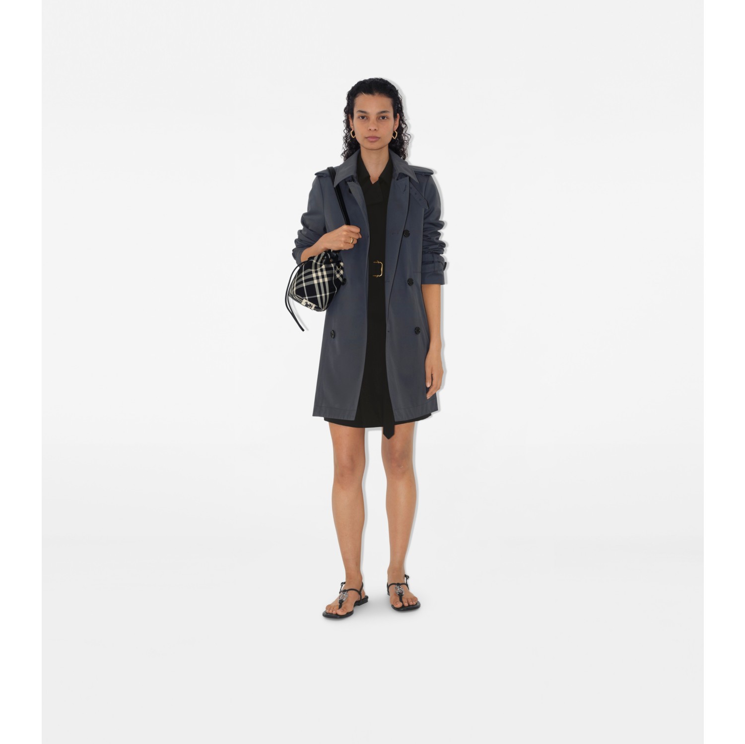 Short Cotton Blend Trench Coat