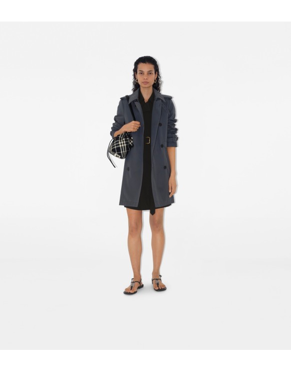 Short Cotton Blend Trench Coat