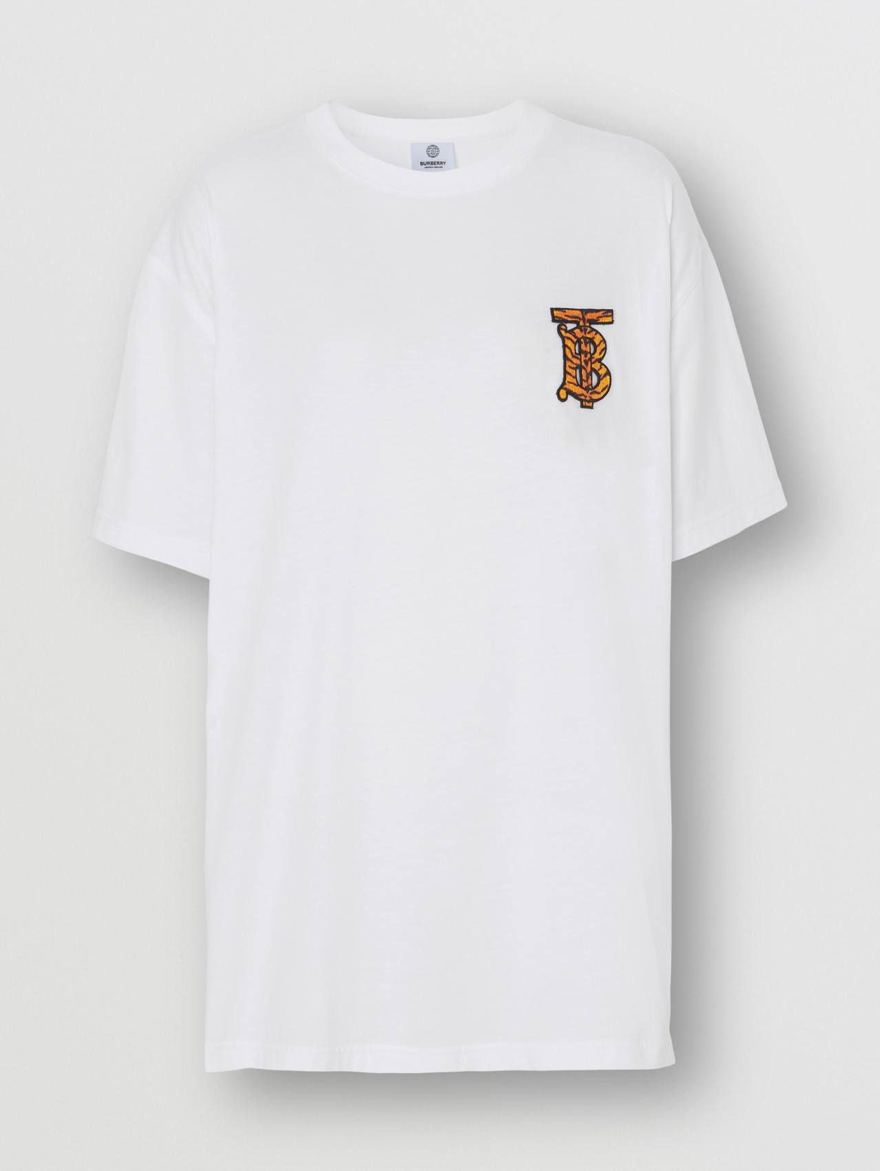 T-shirt oversize in cotone con monogramma (Bianco)