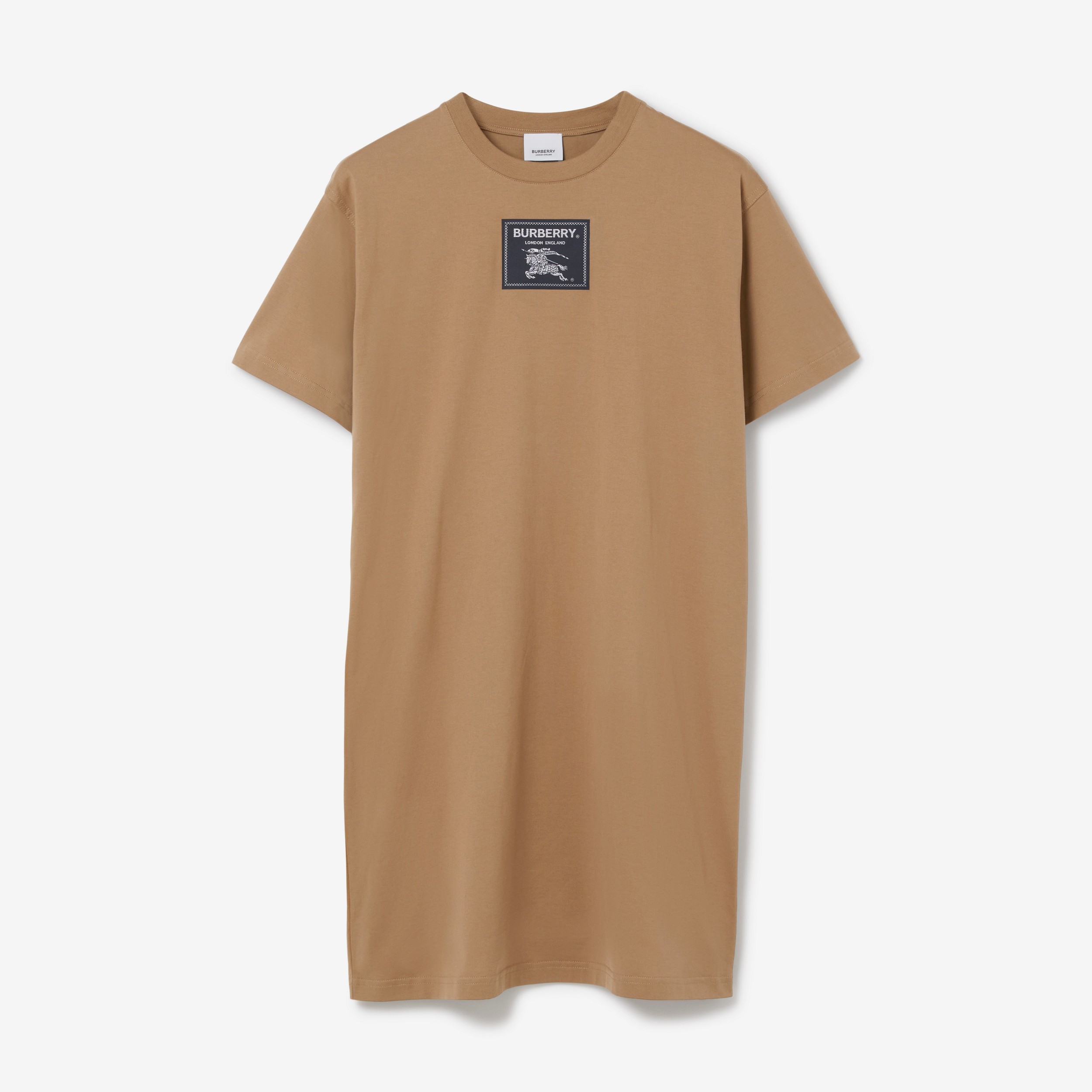 Vestido estilo camiseta em algodão com etiqueta Prorsum (Camel) - Mulheres | Burberry® oficial - 1