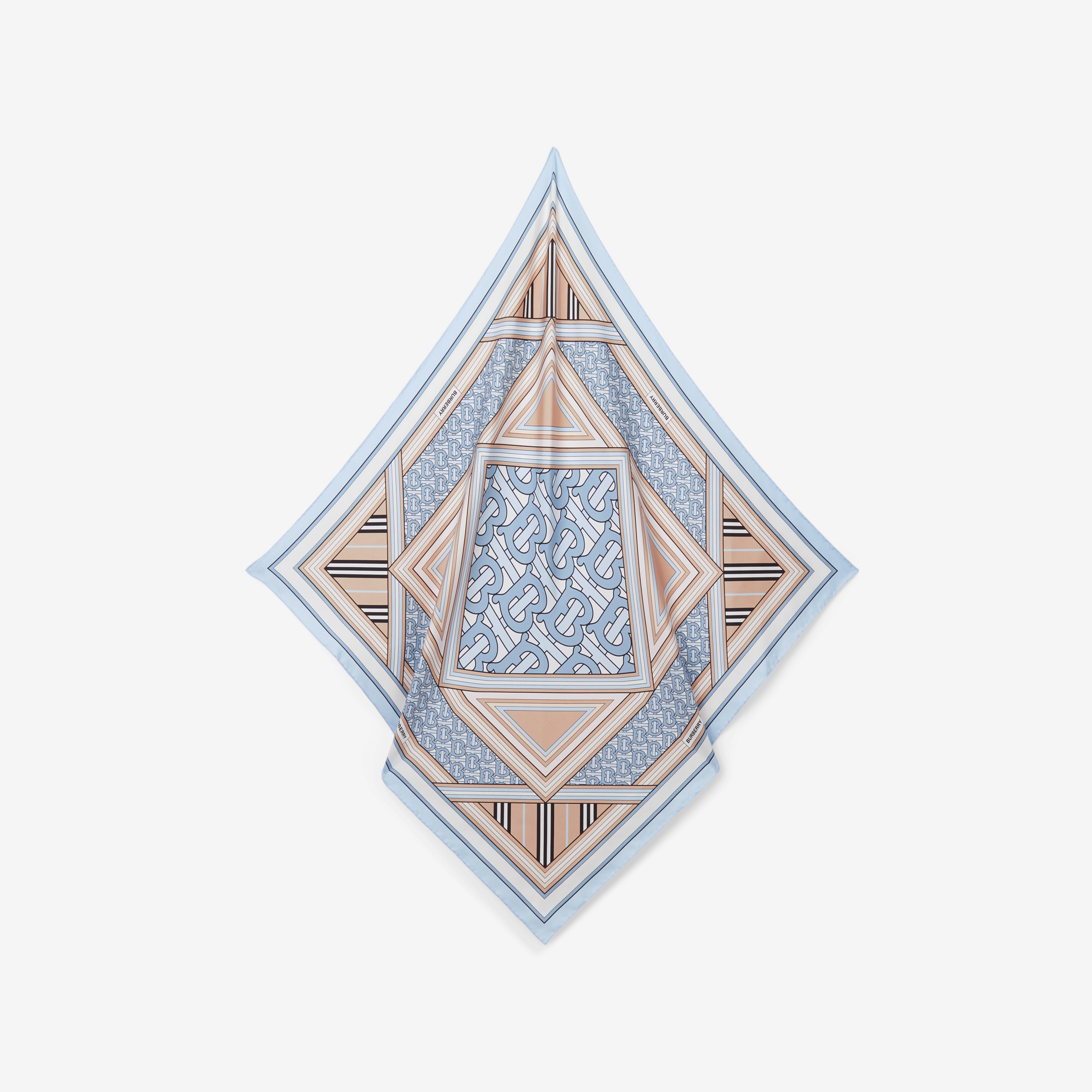 Pañuelo cuadrado en seda con estampado de montaje (Azul Pálido/pistacho) | Burberry® oficial - 2