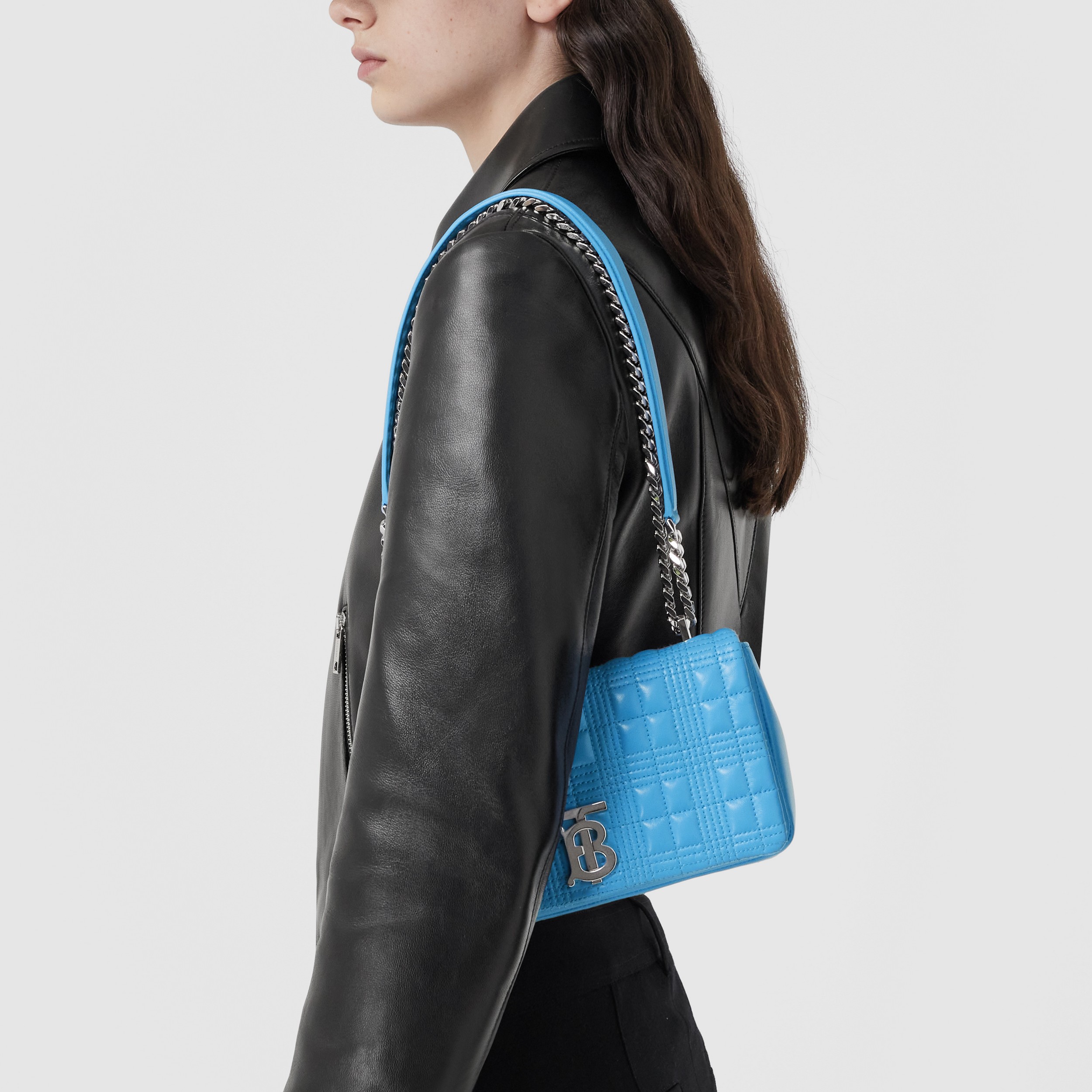 Small Quilted Lambskin Lola Bag in Bright Sky Blue - Women | Burberry® Official - 3