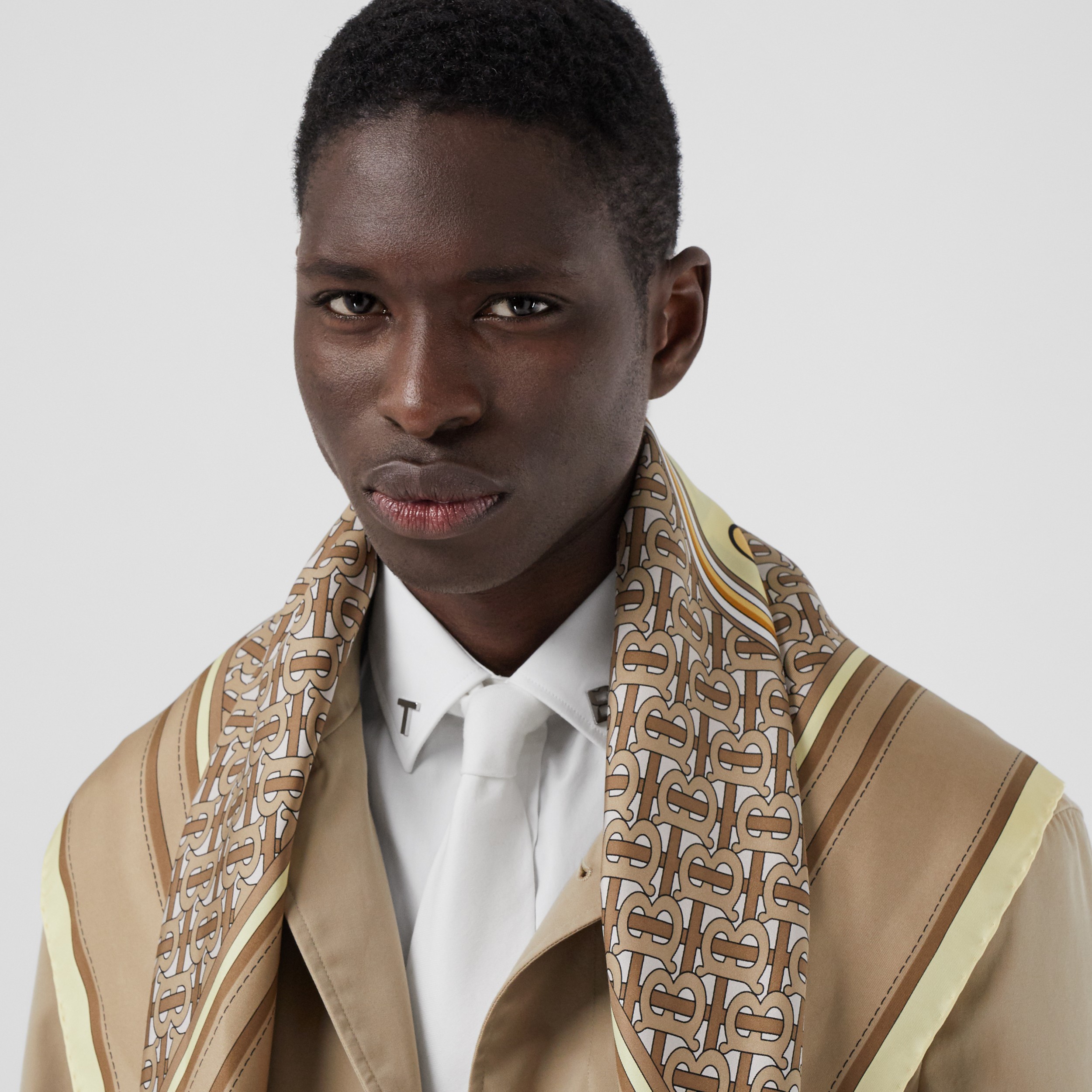 Montage Print Silk Square Scarf in Archive Beige | Burberry® Official - 4