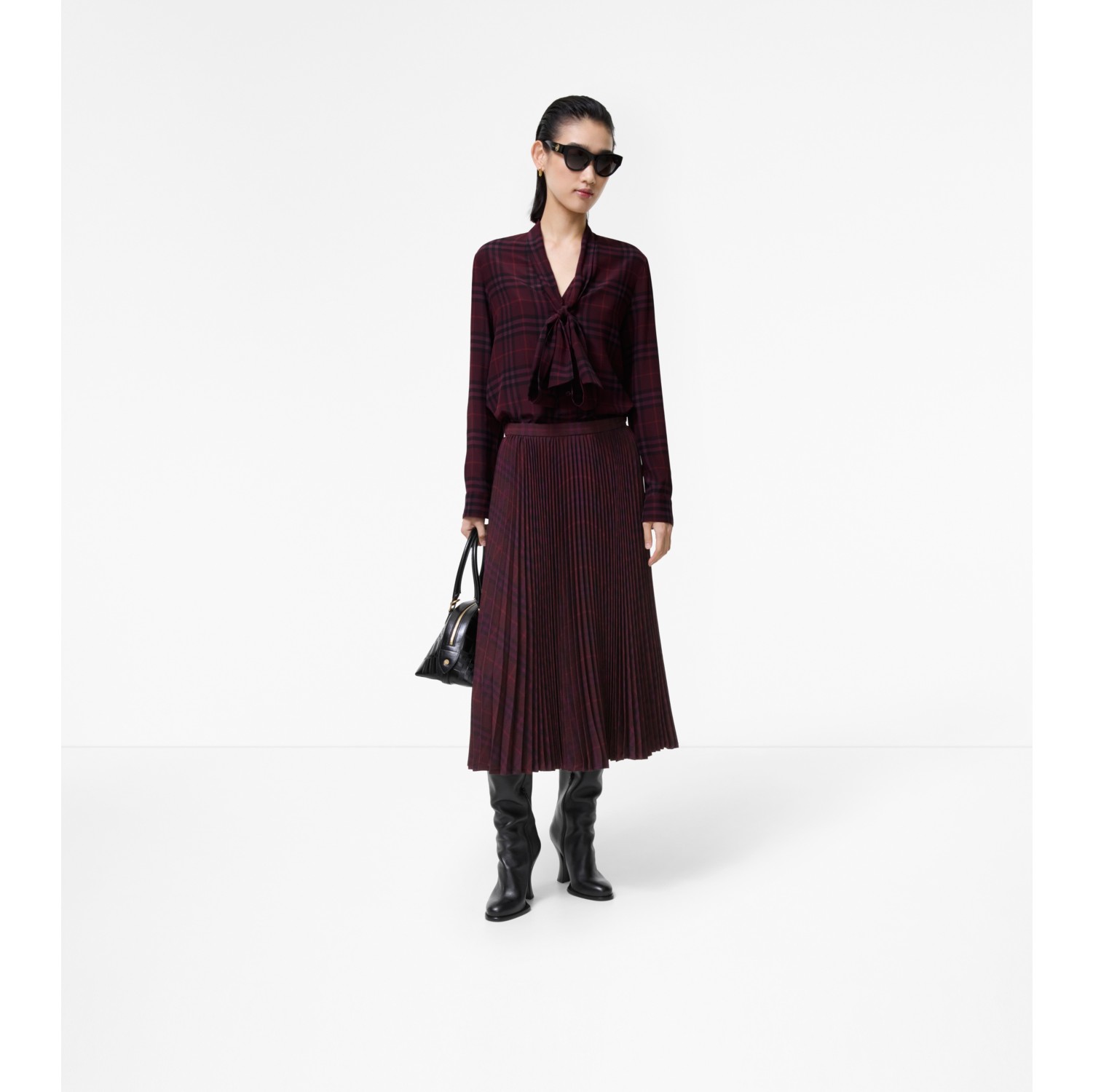 Pleated Wool Midi Skirt