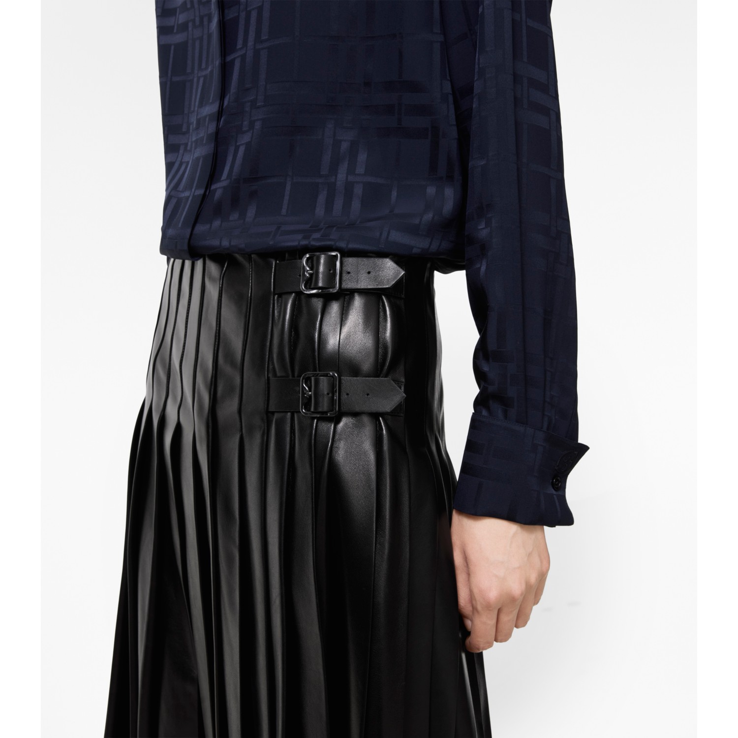 Pleated Leather Skirt - thumbnail 3
