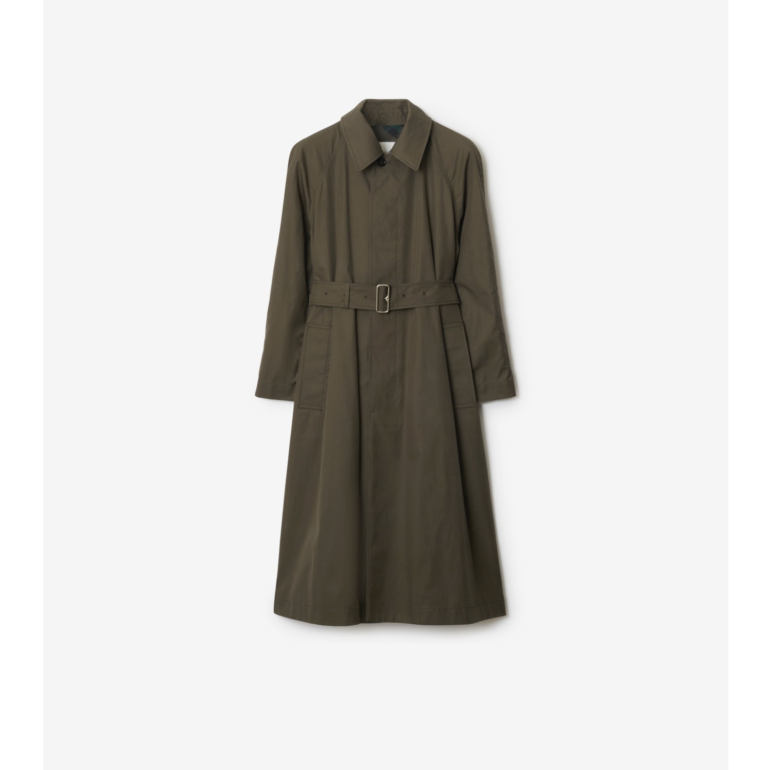 Long Reversible Bradford Car Coat in Otter - Women, Cotton Gabardine ...