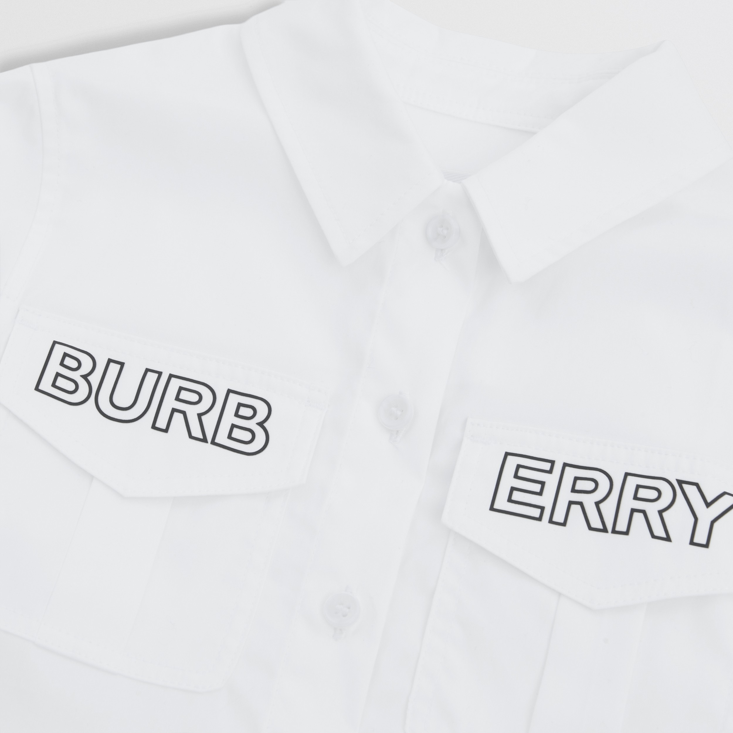 Logo Print Cotton Poplin Shirt Dress in White | Burberry® Official - 2