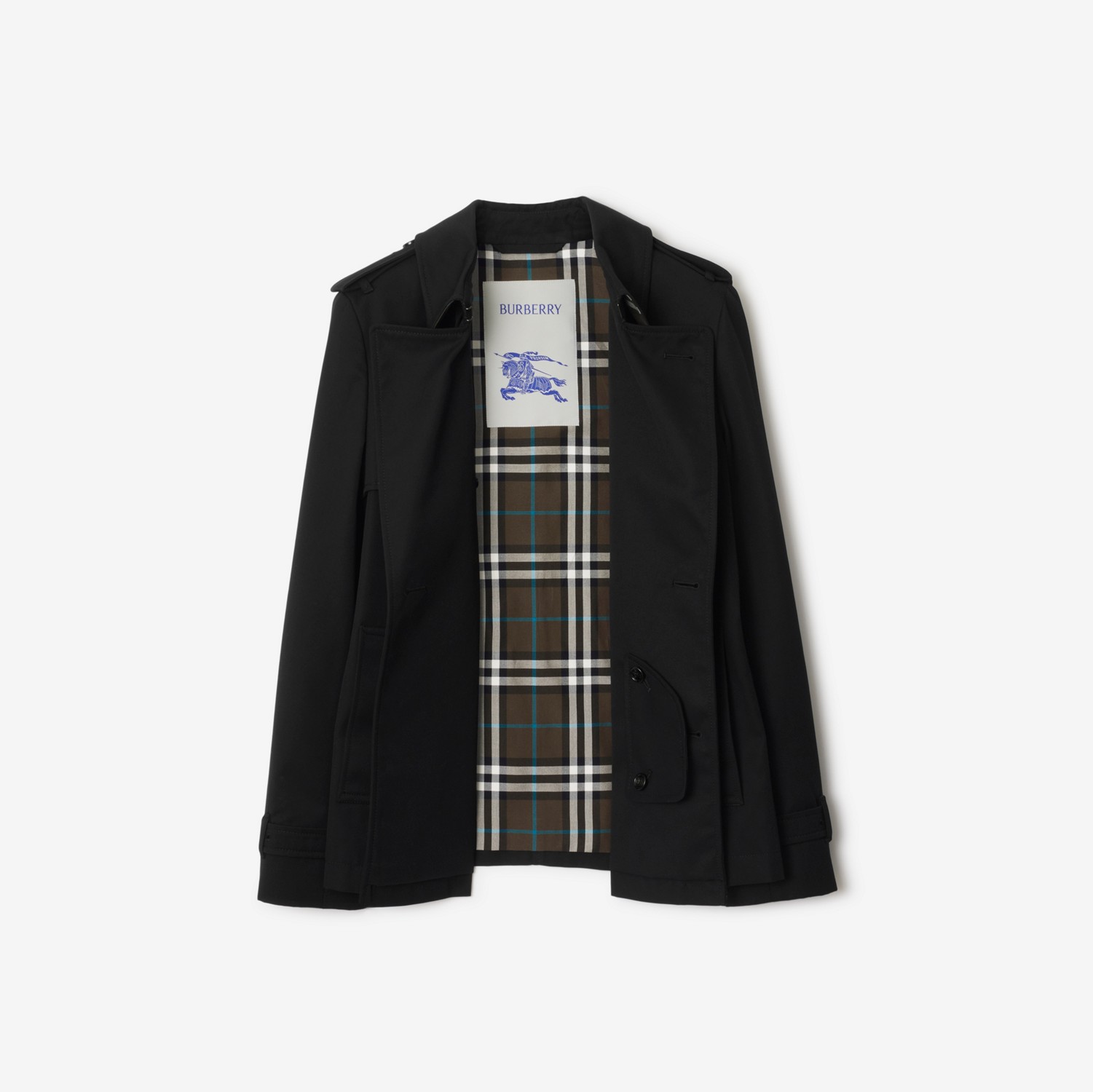 Cotton Blend Trench Jacket in Black - Women, Nylon Cotton Blend Trench Jacket in Black - Women, Nylon