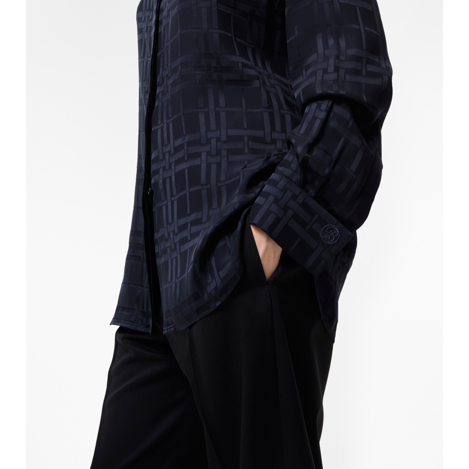 Classic Fit Check Silk Shirt - thumbnail 6