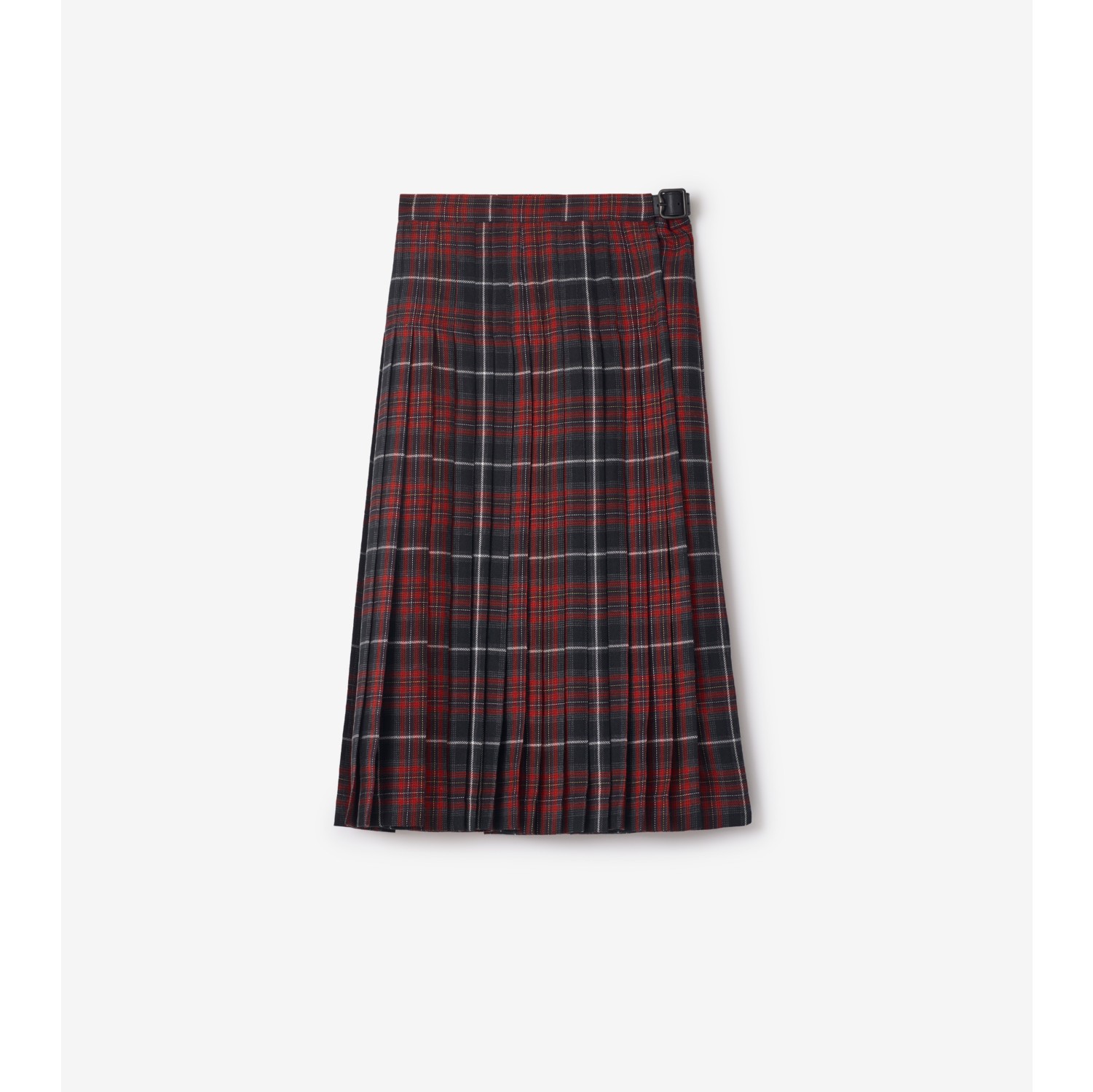Check Wool Blend Midi Kilt