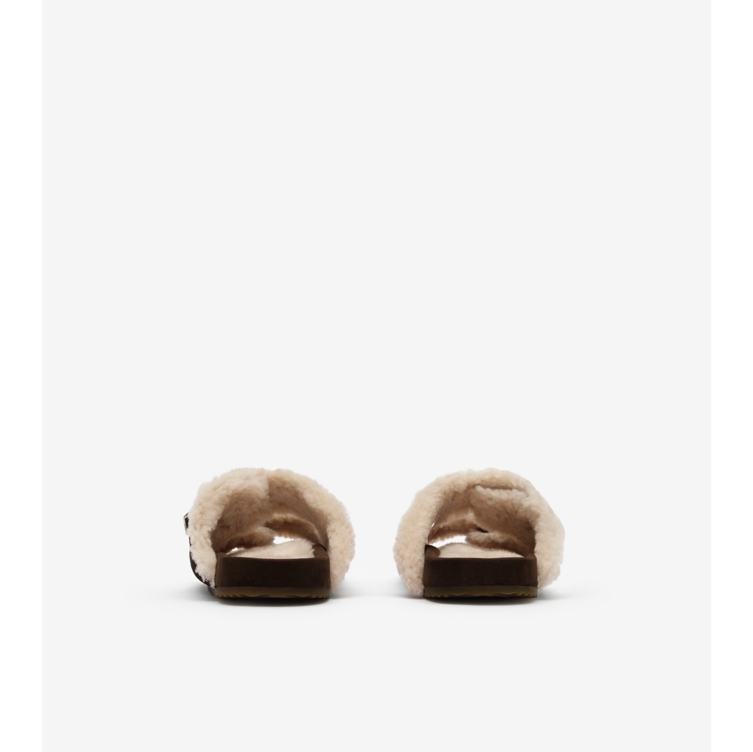 Check Shearling Urchin Sandals in Moorhen brown - Men | Burberry® Official
