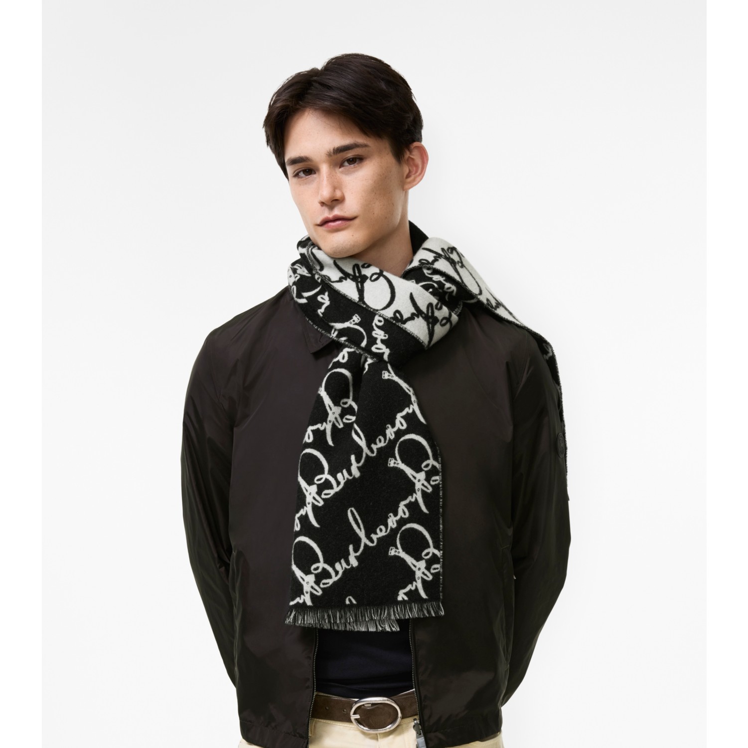 Belt Logo Wool Scarf