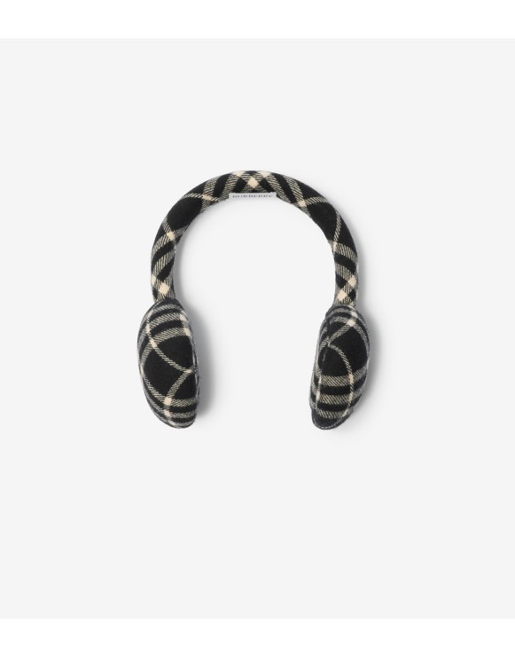 Check Wool Cashmere Earmuffs