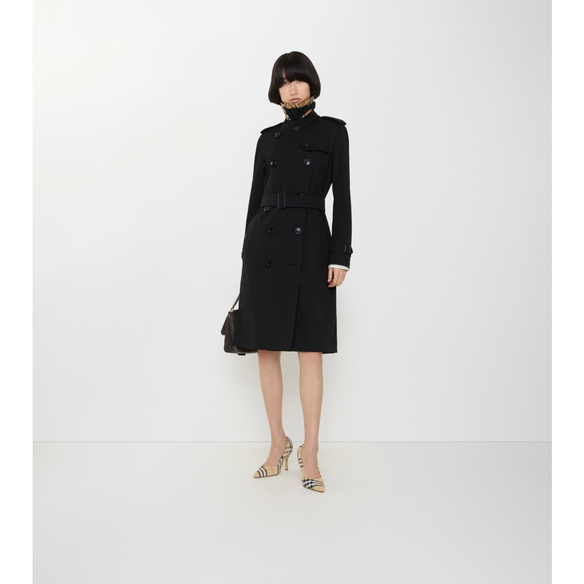  Check Long Kensington Heritage Trench Coat