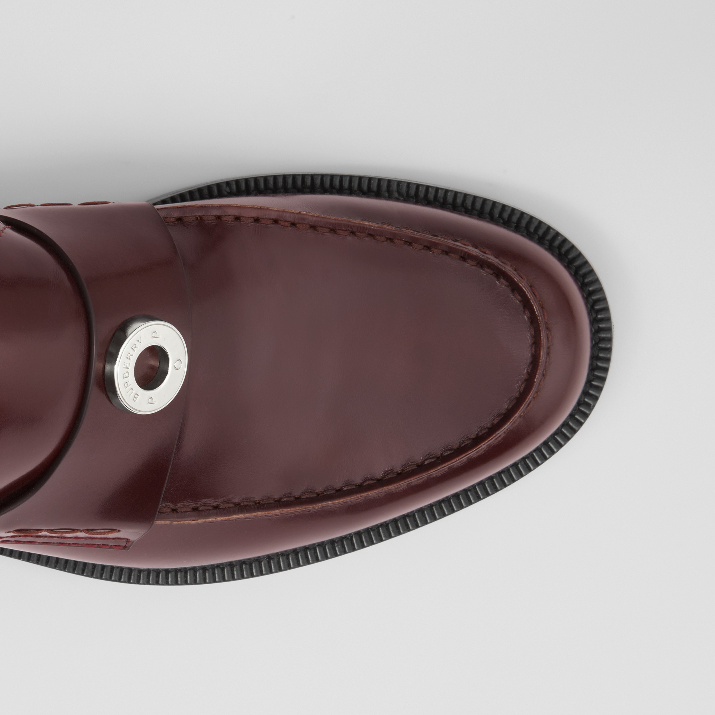 Logo Detail Leather Loafers in Burgundy - Men | Burberry® Official - 2