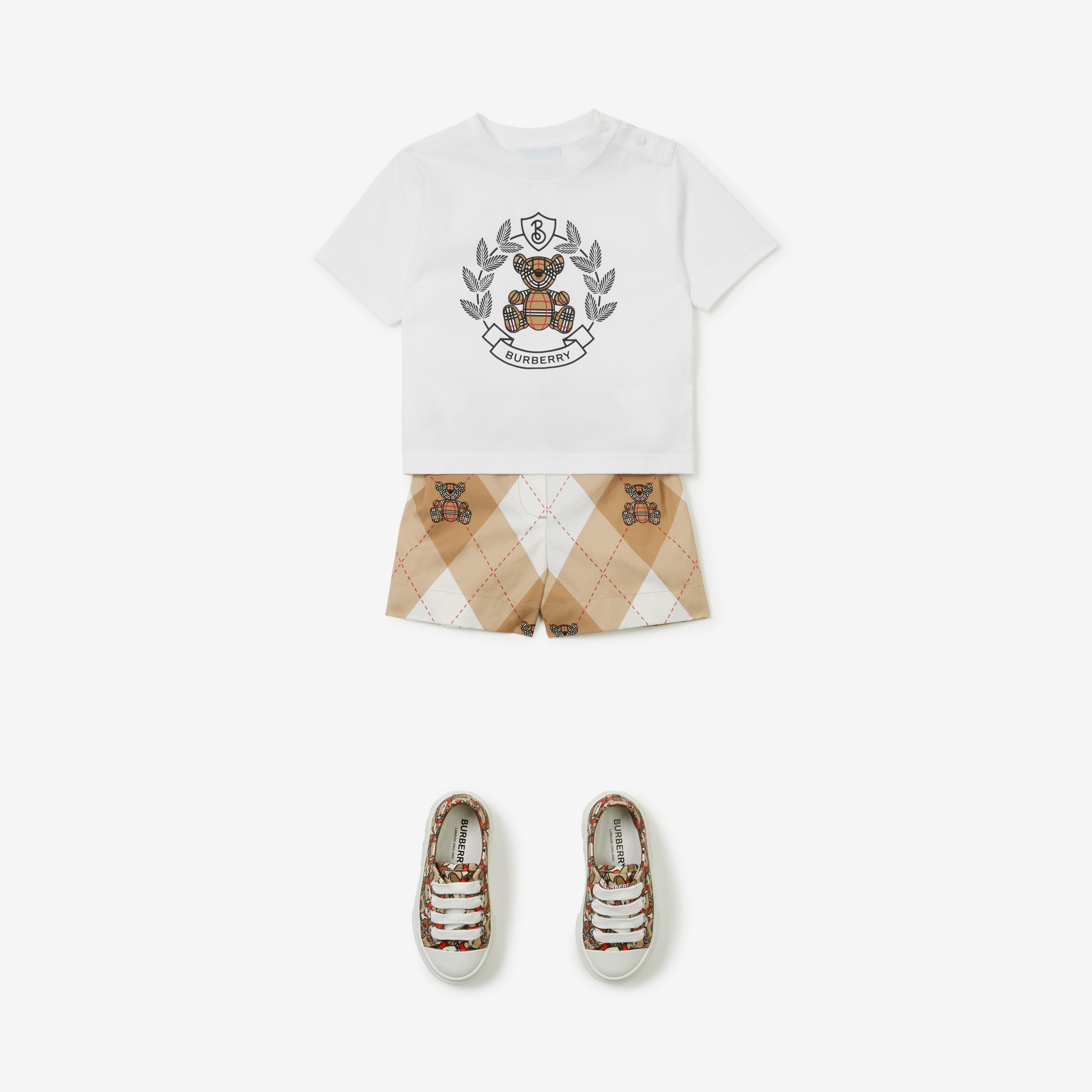 Thomas Bear Print Cotton T-shirt in White - Children | Burberry® Official - 4