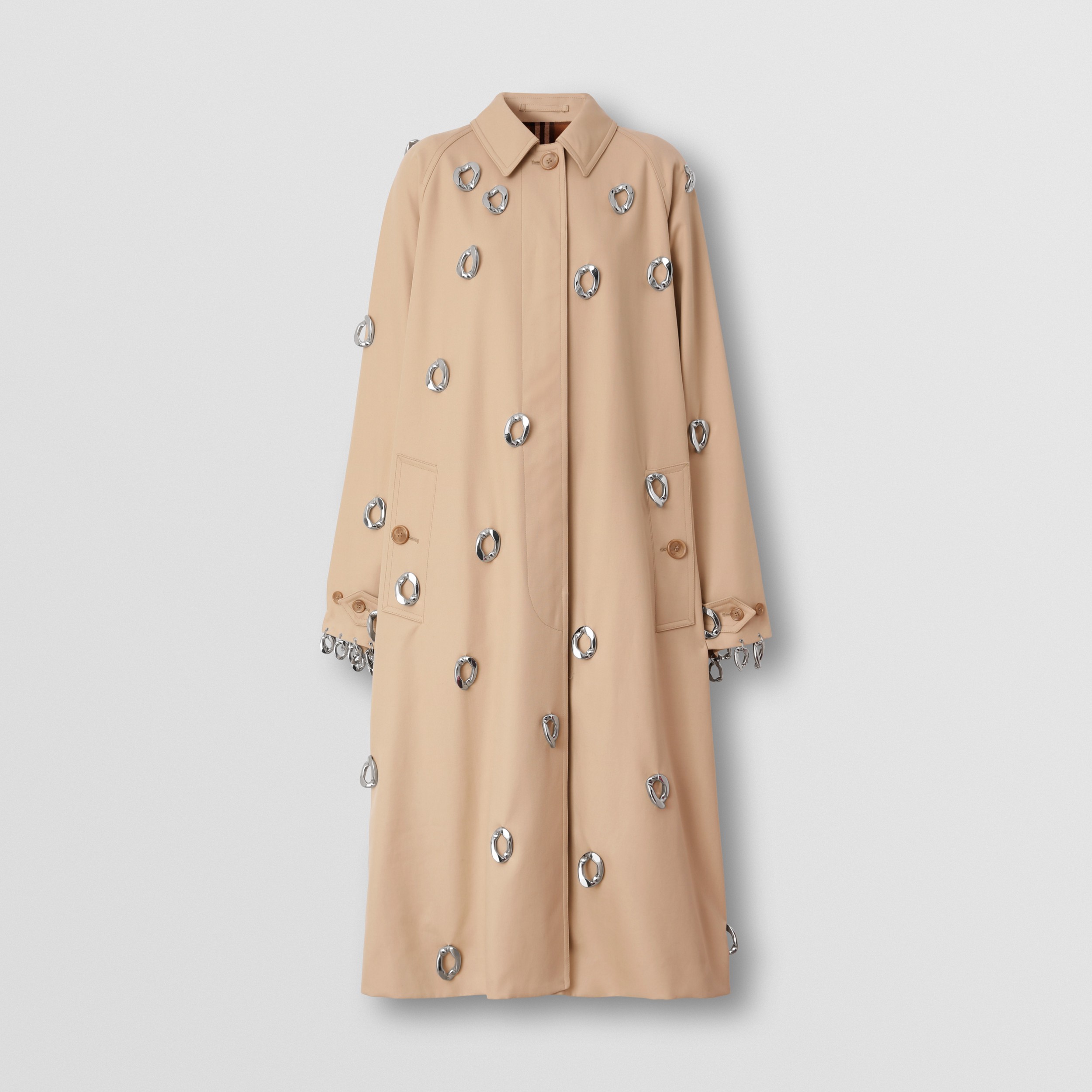 Chain-link Detail Cotton Gabardine Car Coat in Soft Fawn - Women | Burberry® Official - 4