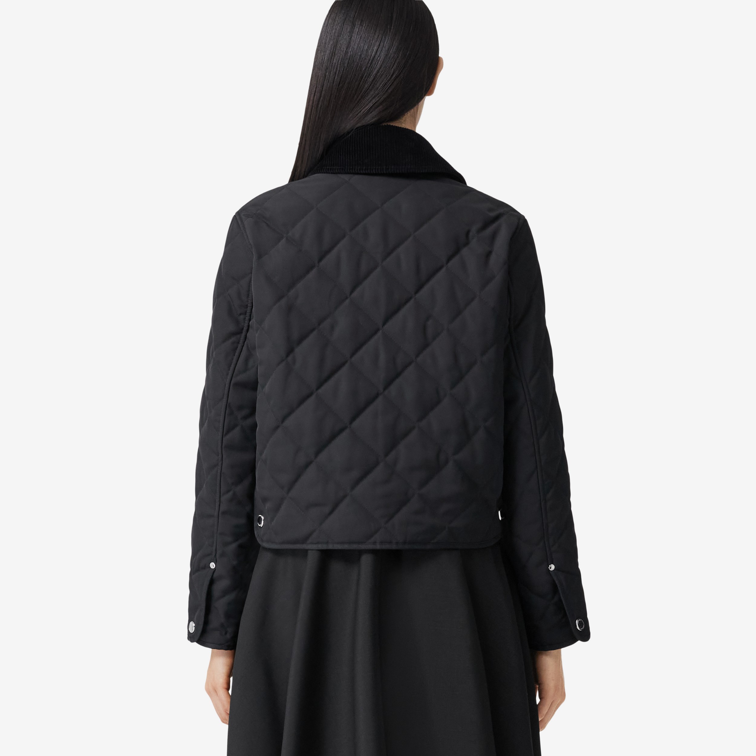 Corduroy Collar Diamond Quilted Cropped Barn Jacket in Black - Women | Burberry® Official - 3