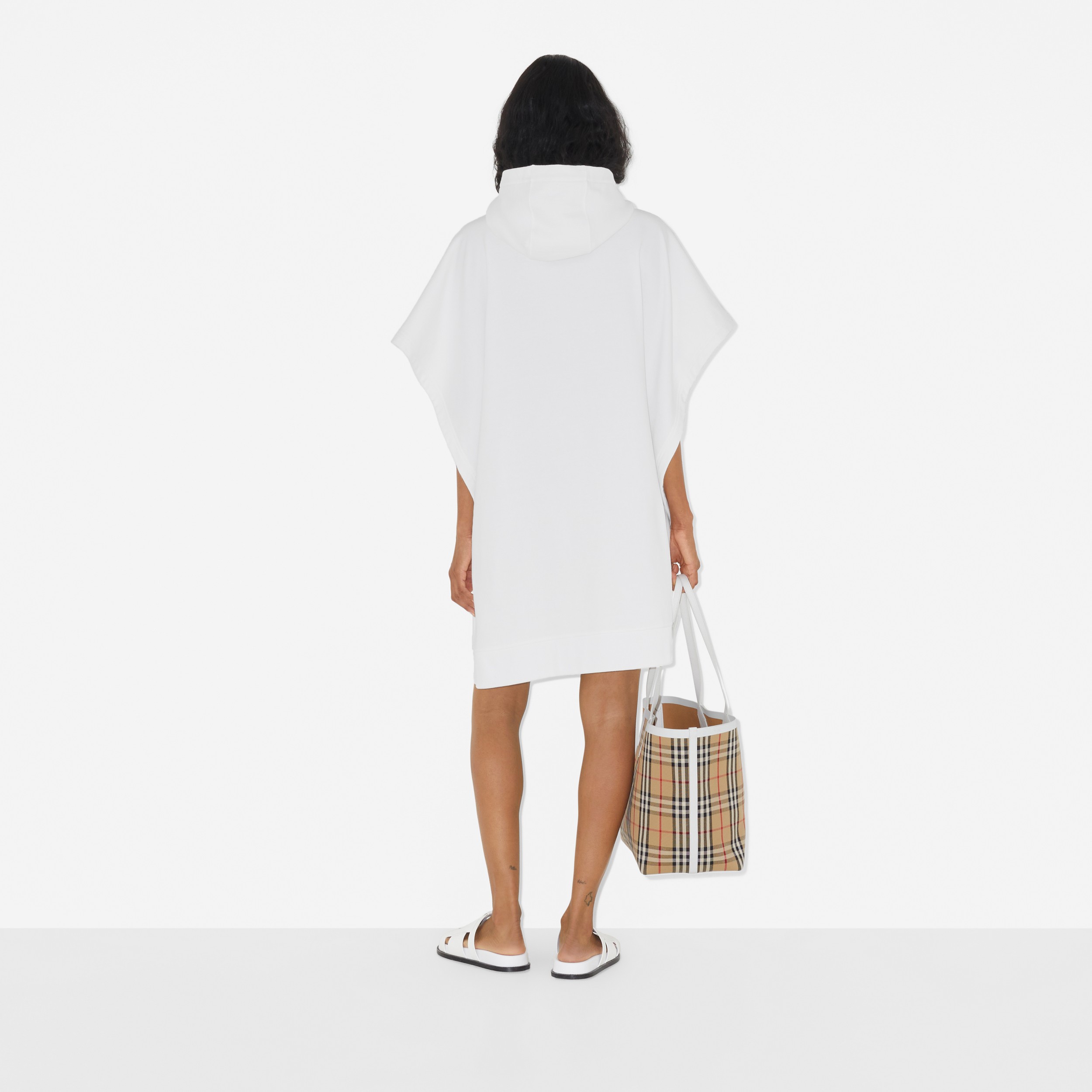 EKD Motif Cotton Jacquard Poncho in White - Women | Burberry® Official - 4