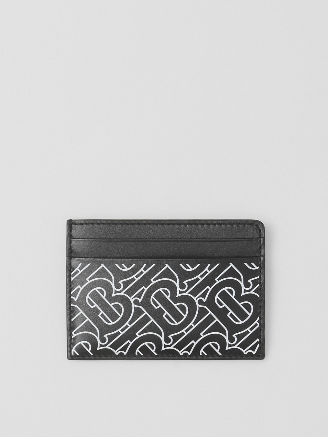 Monogram Print Leather Card Case in Black/white
