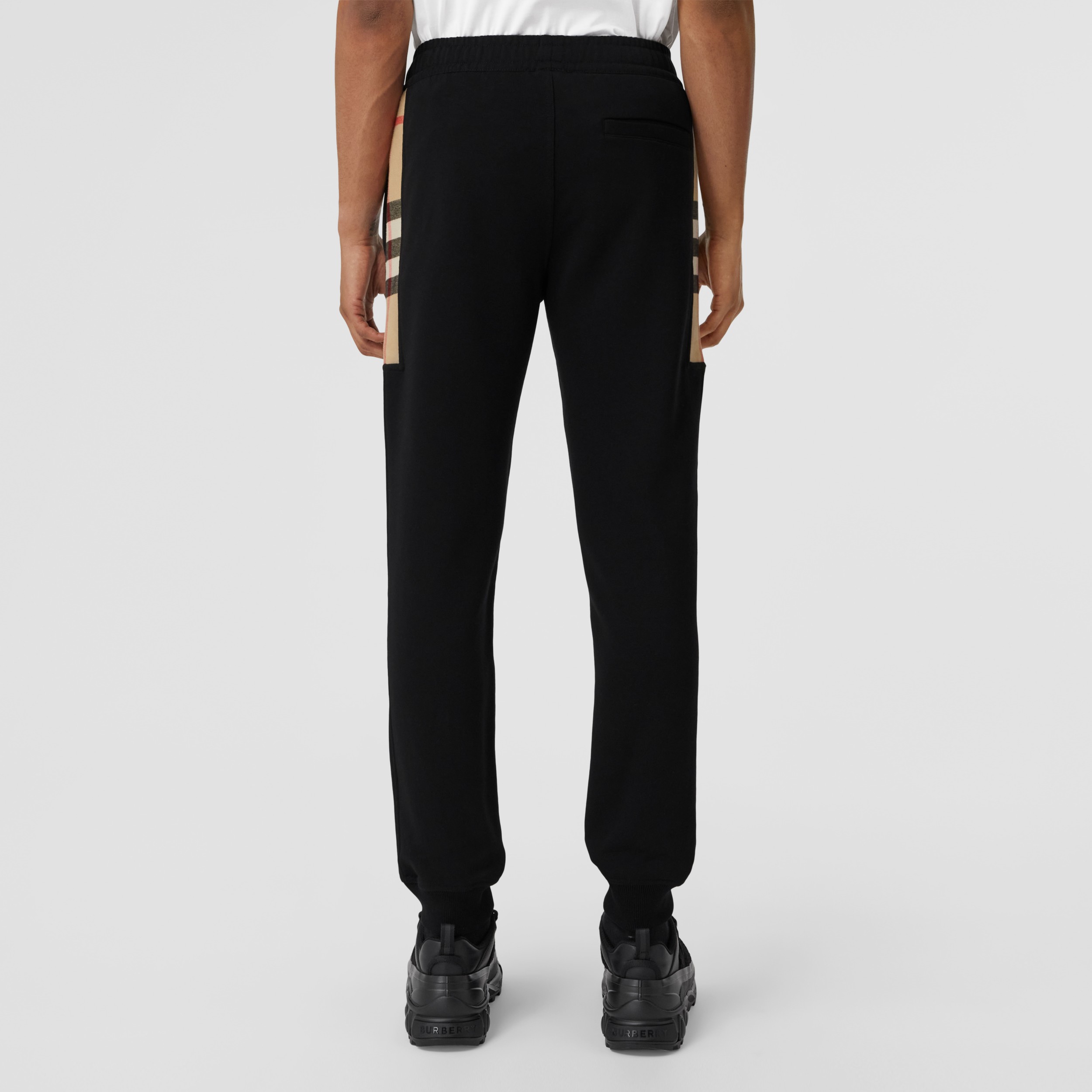 Check Panel Cotton Jogging Pants in Black/archive Beige Men